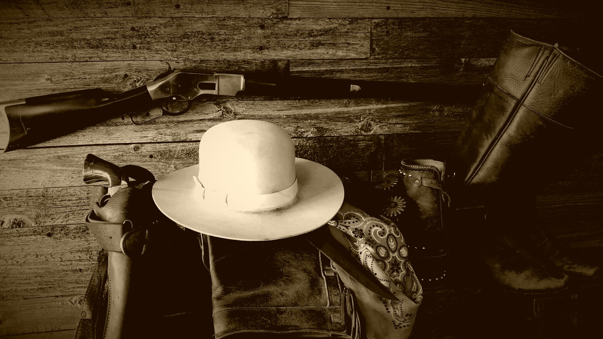 Download Wallpaper girl wall cowboy hat, 1920x1080, Girl 