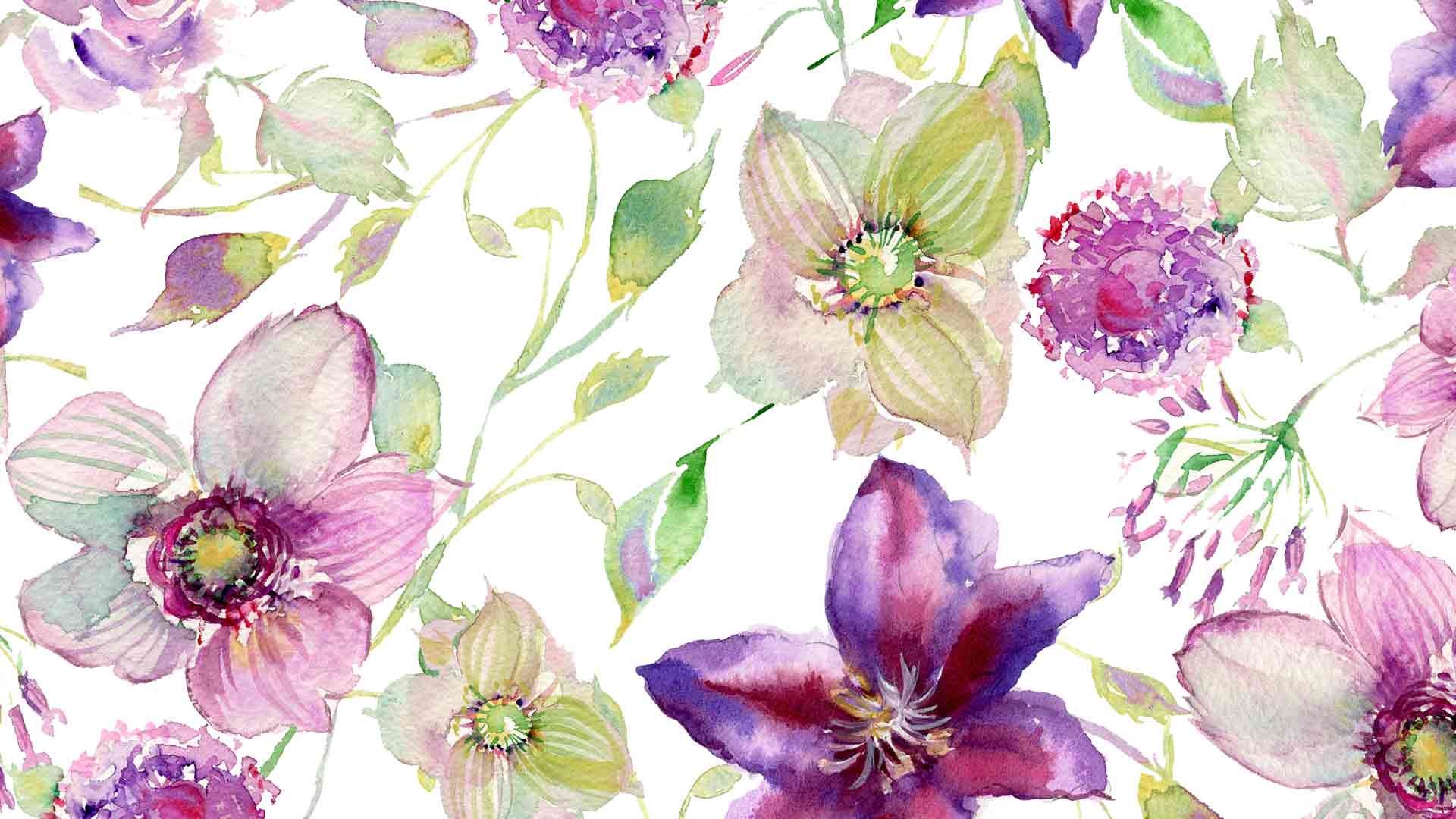 Applications Of Flowers Background Watercolor