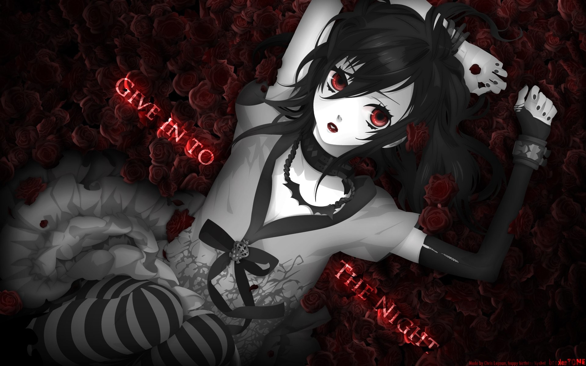 anime vampire girl with red eyes