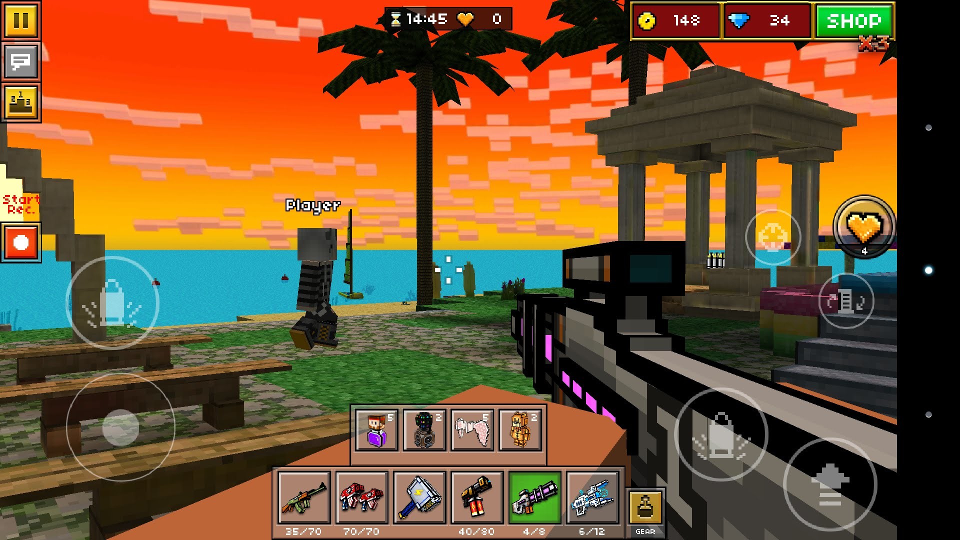 Laser Minigun Pixel Gun 3d