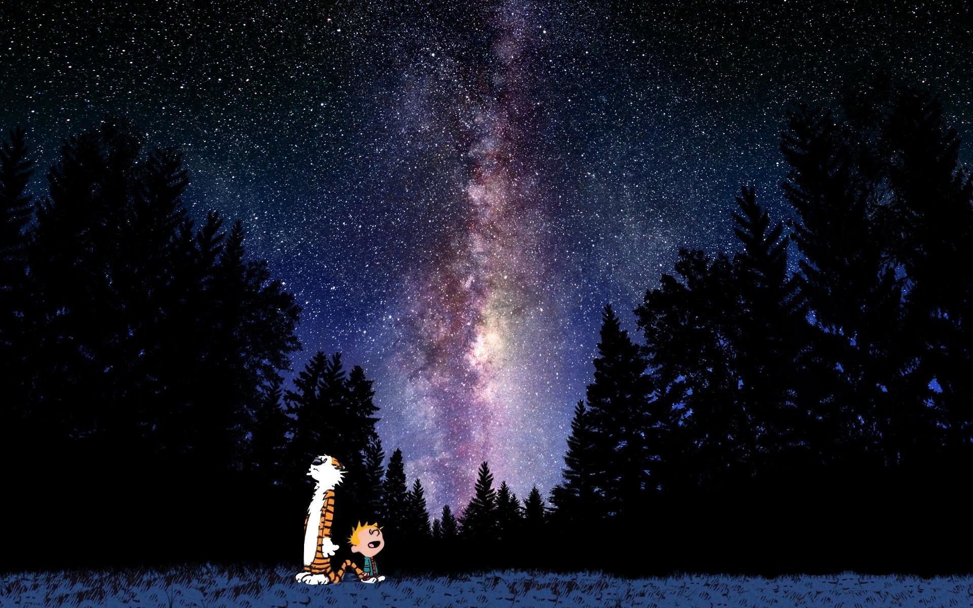 Calvin and Hobbes Space Wallpaper