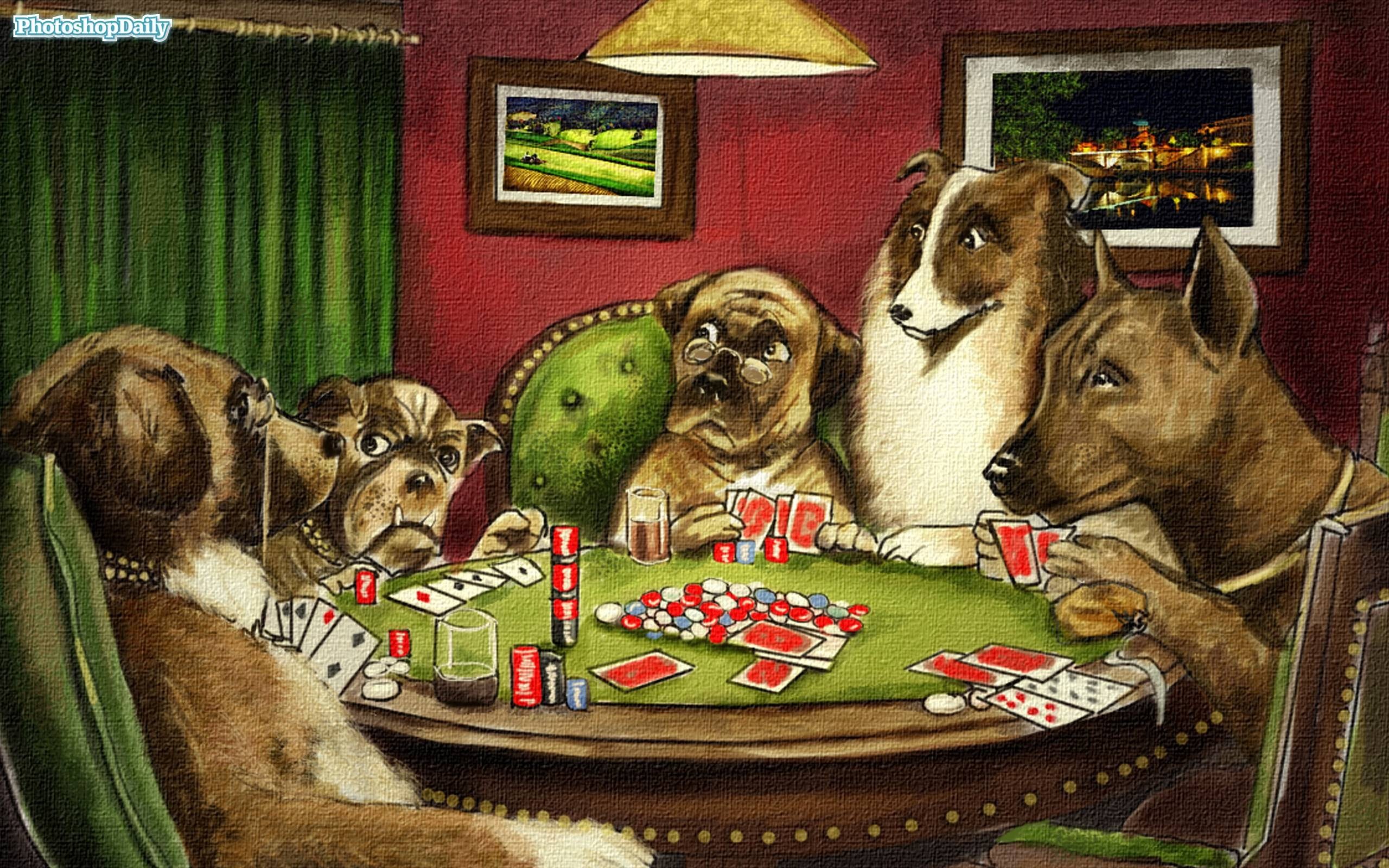 dogs gambling painting