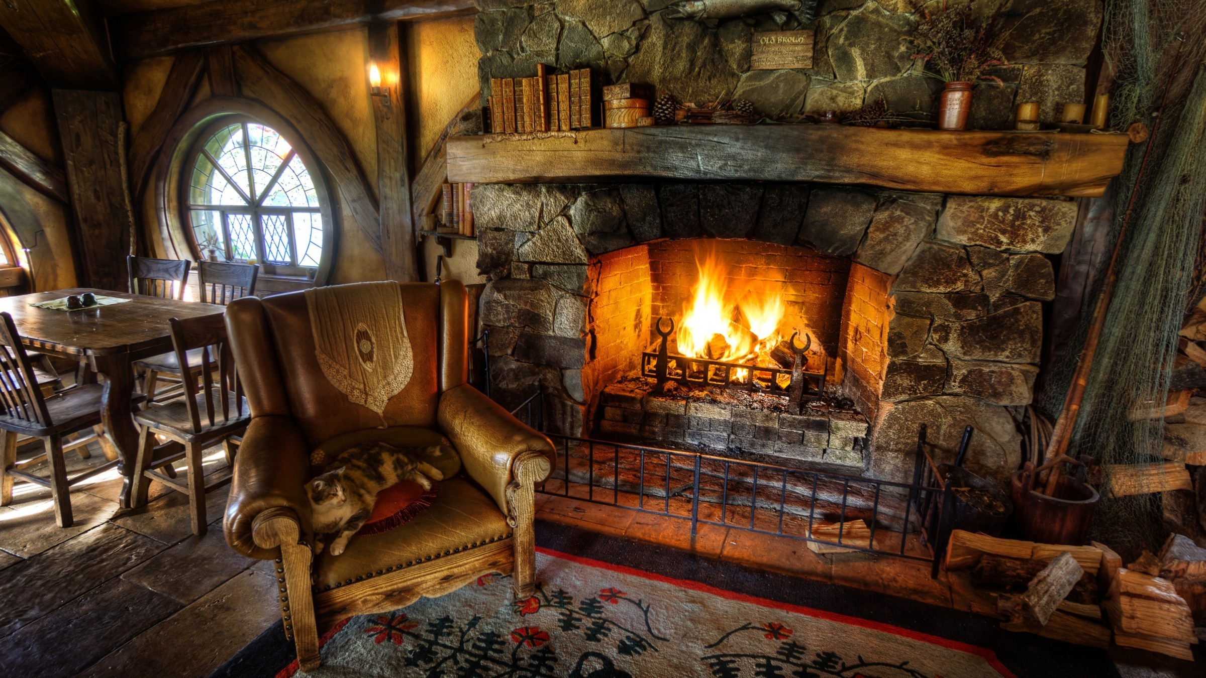 Winter Fireplace Desktop Wallpaper - Fireplace World