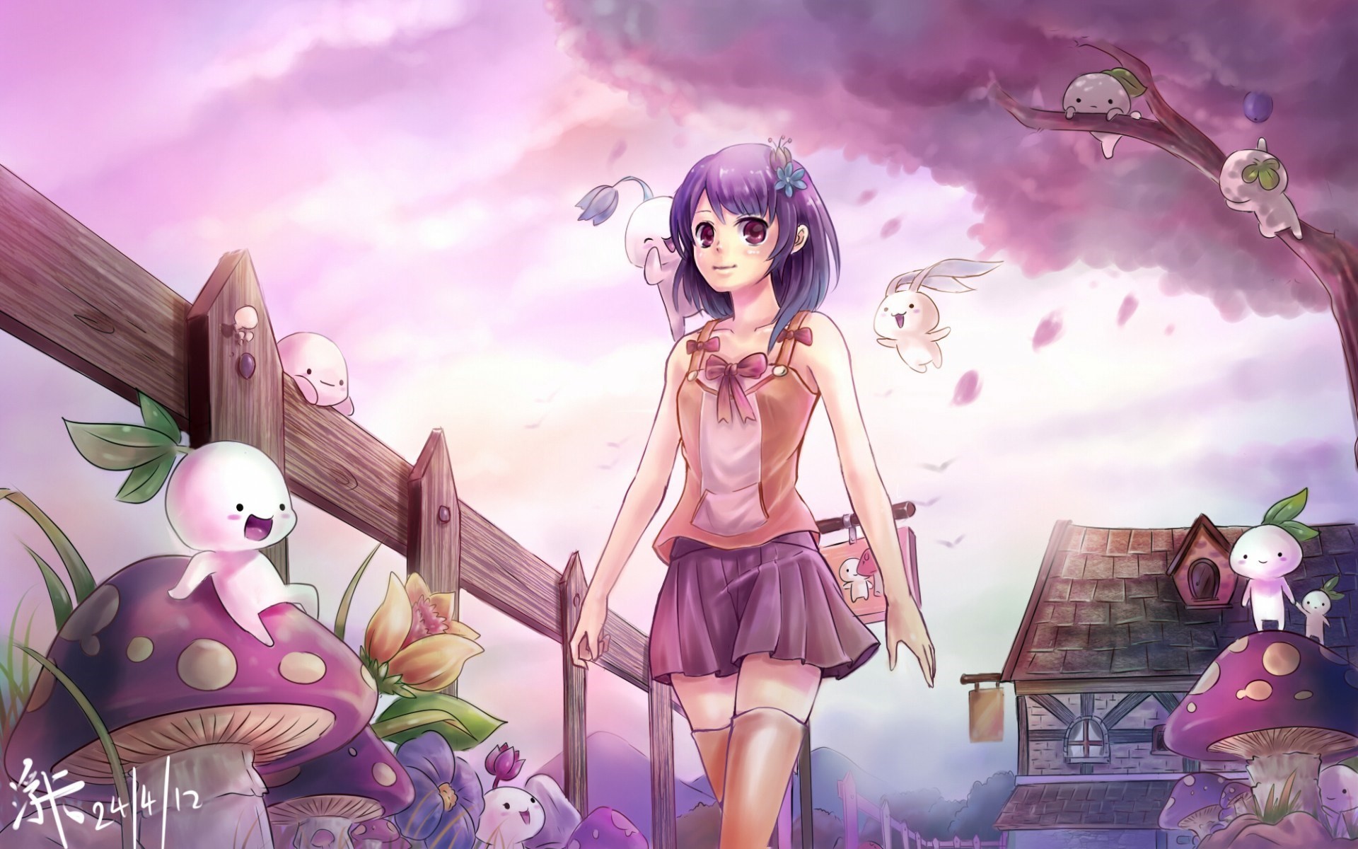 Download 21 pink-anime-wallpaper Blue-and-pink-sky-painting-illustration-city-anime-.jpg