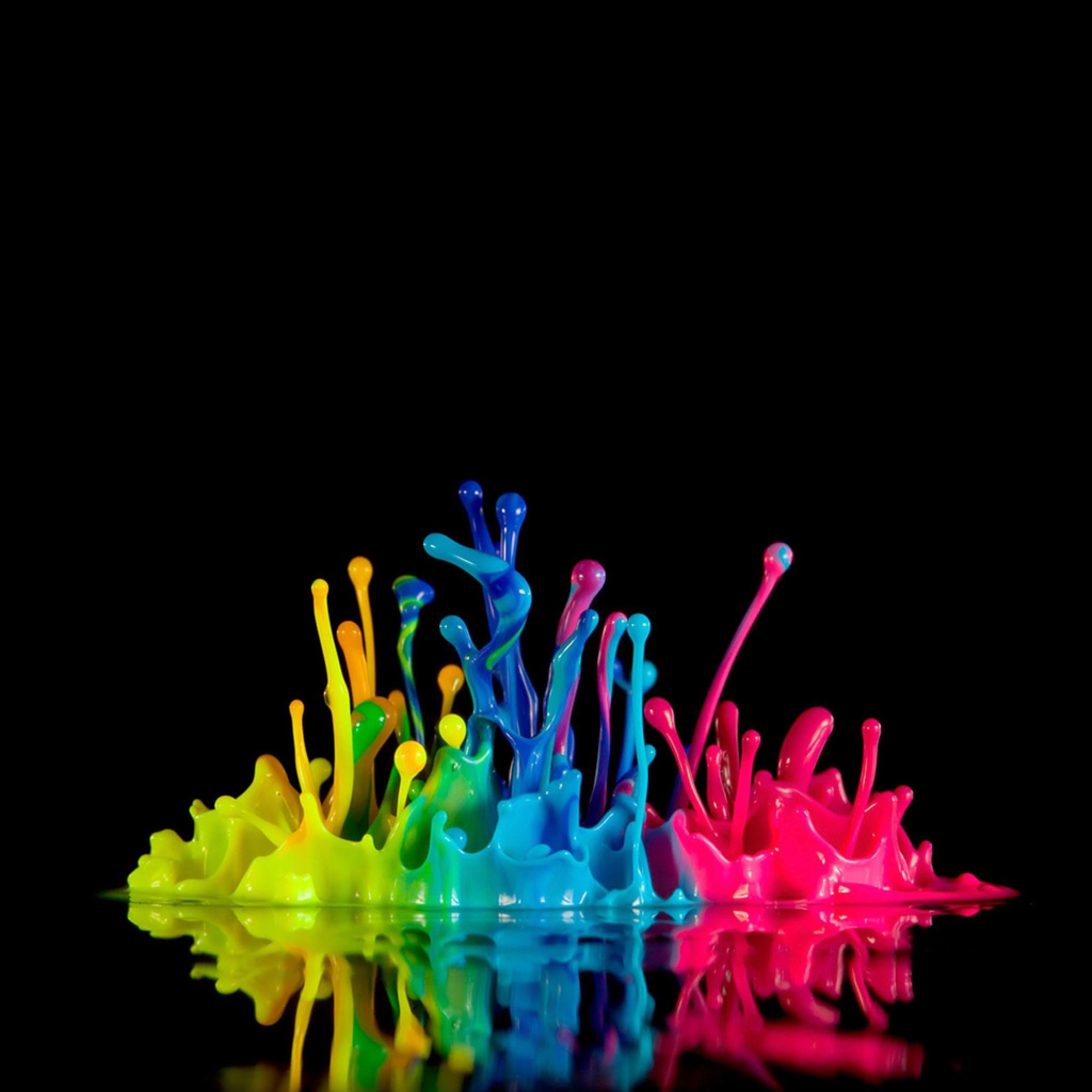 2048x2048 splashes of color | Miscellaneous Cool Fluorescent Paint Color Splash  Wallpaper for iPad 4