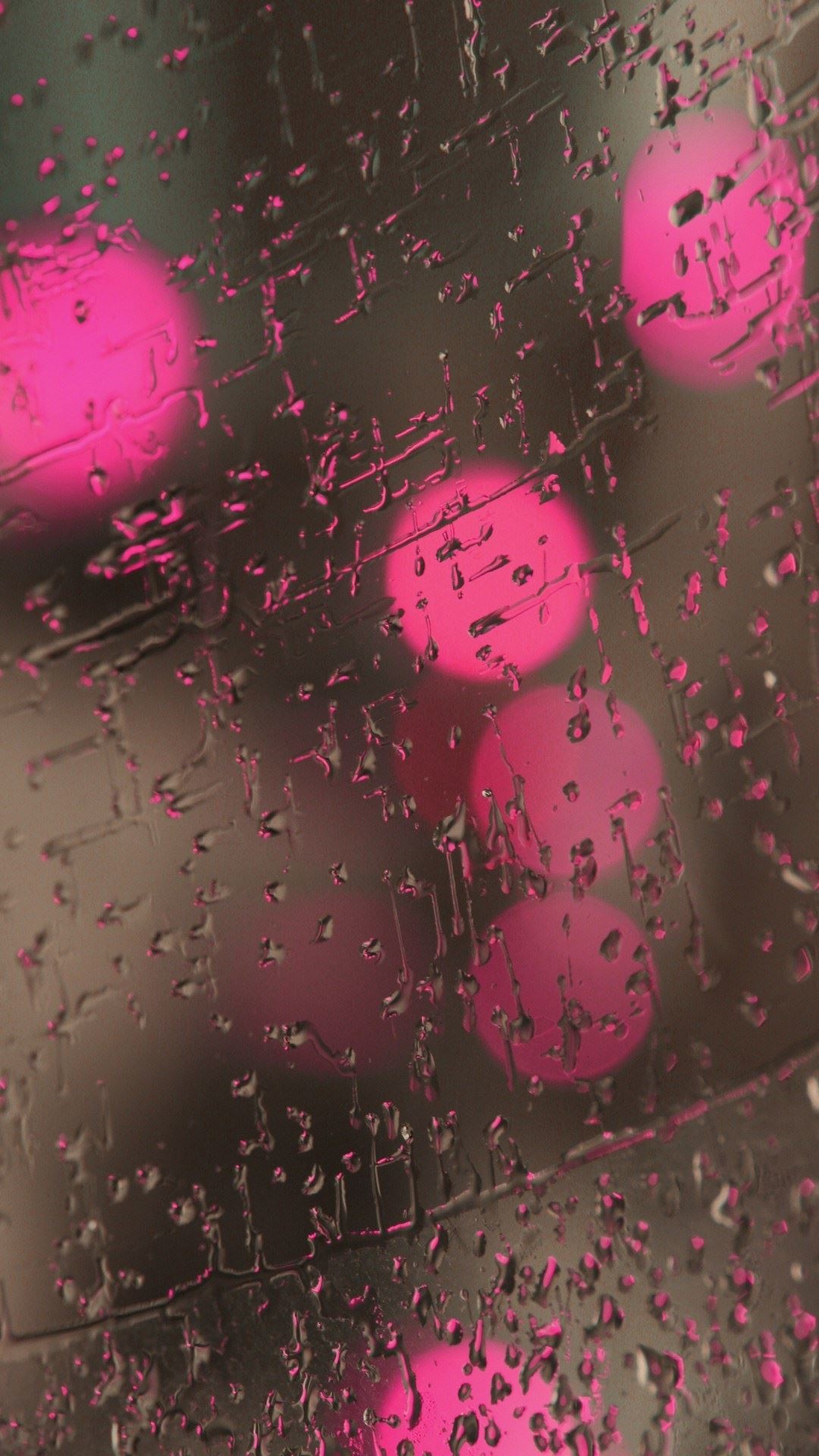 1080x1920 Rain On Glass Pink Lights iPhone 6 wallpaper