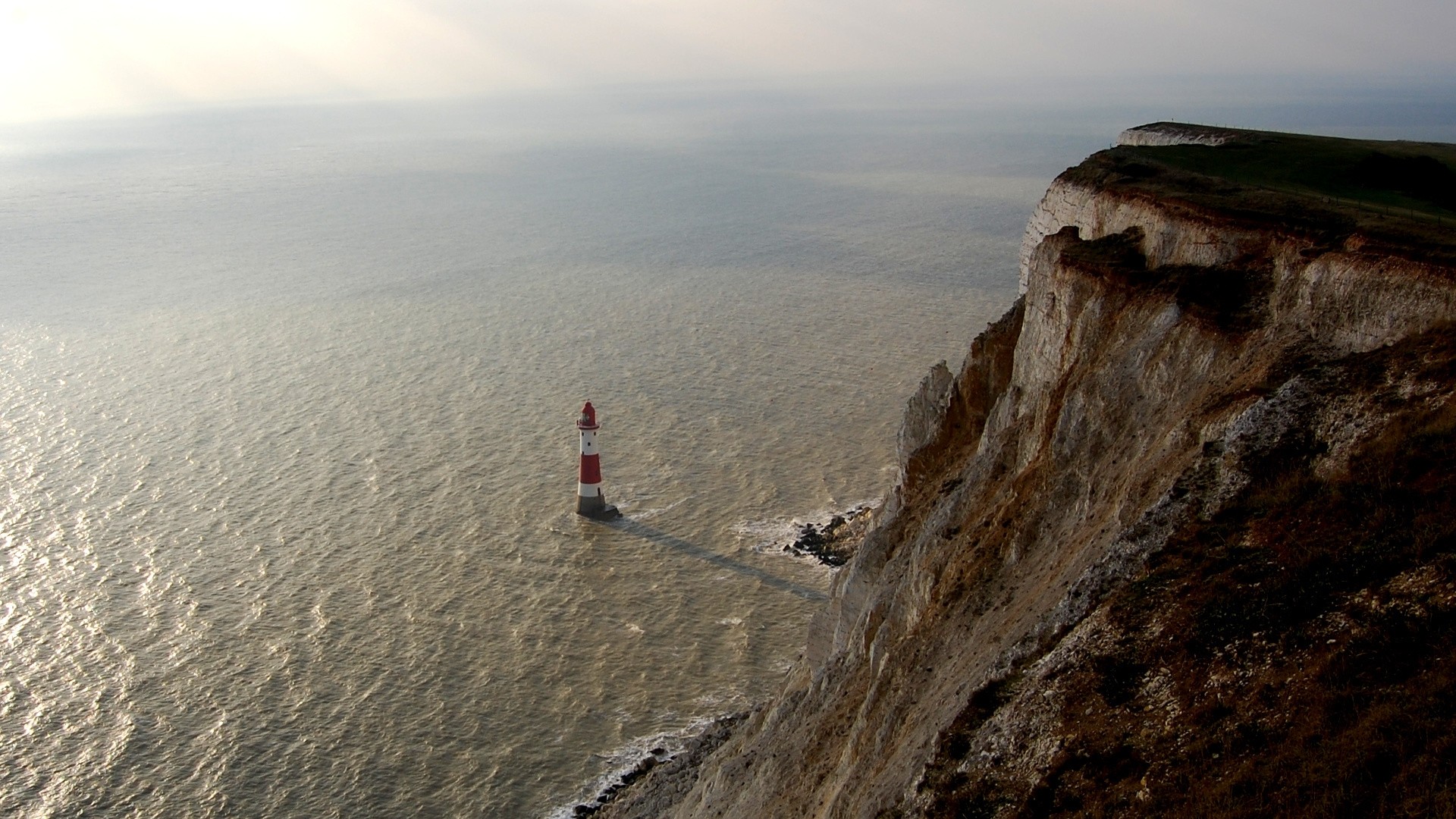 1920x1080  Wallpaper rock, lighthouse, height, stranded