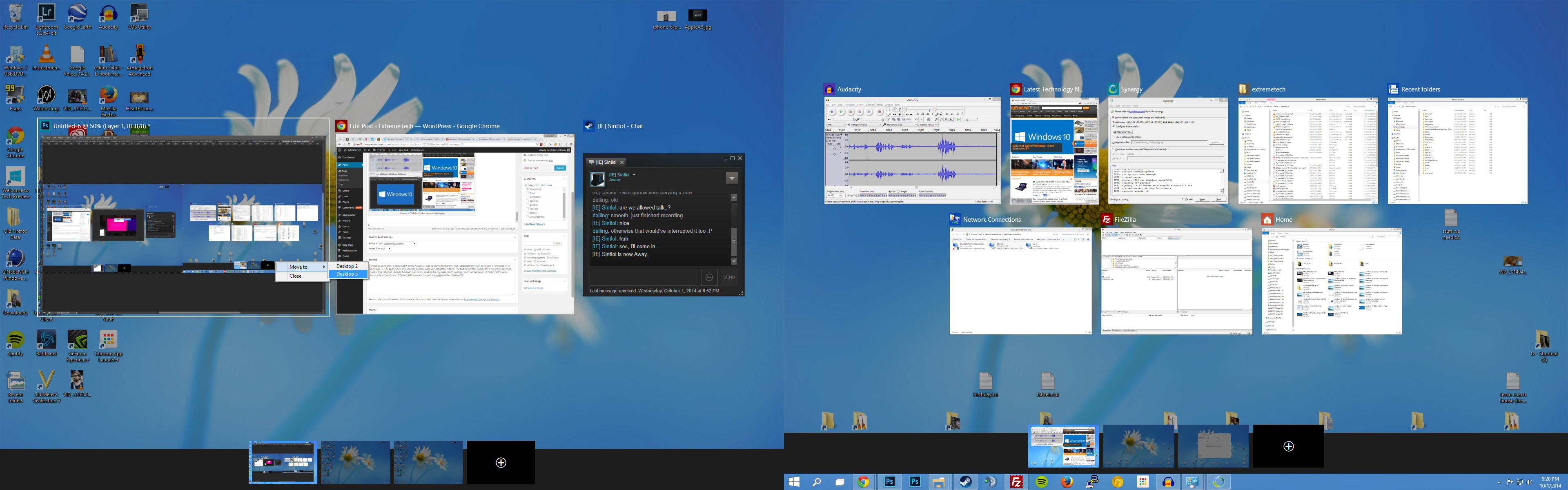 3840x1200 Windows 10 Technical Preview virtual desktops + multi-monitor