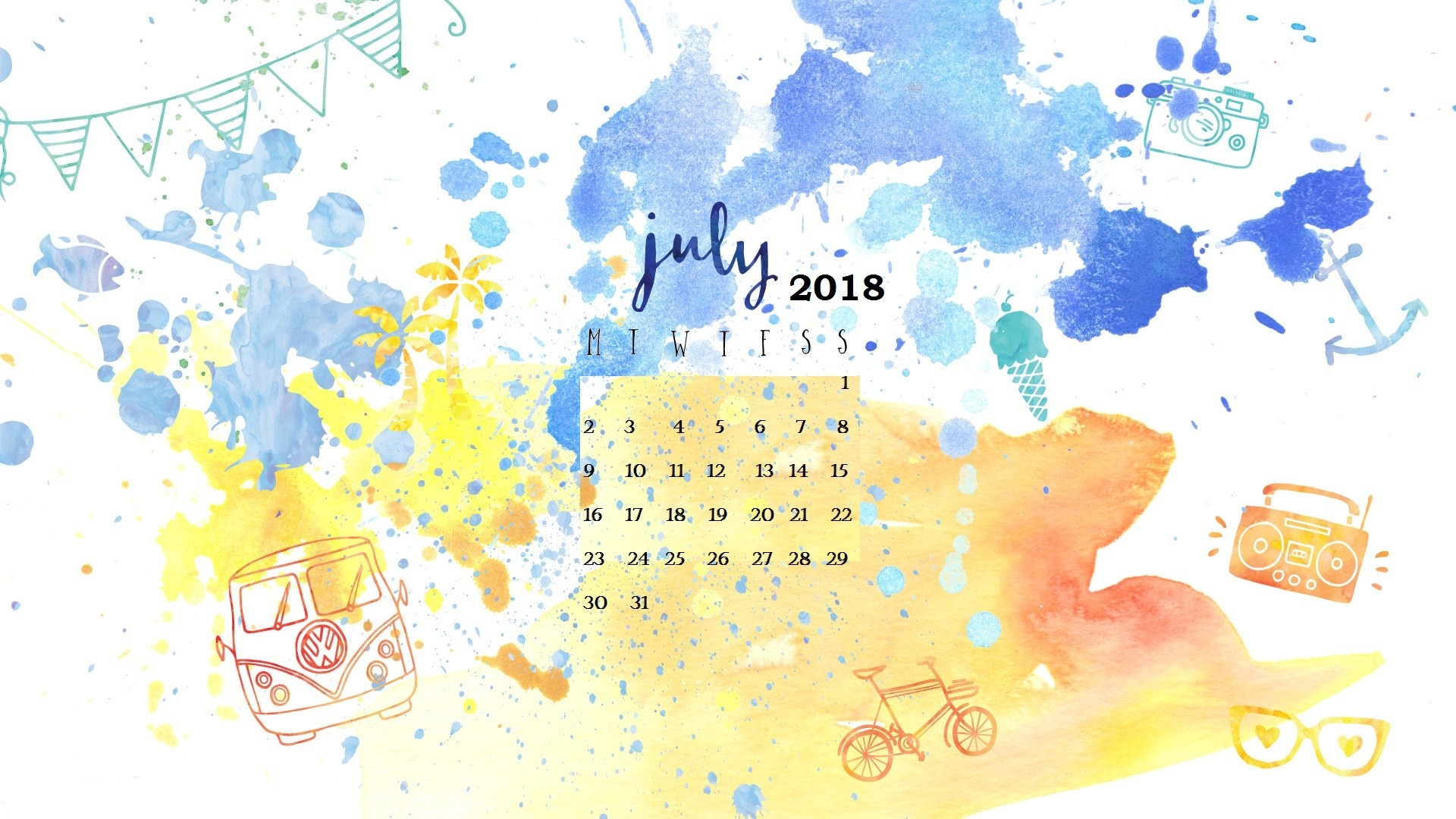 1920x1080 July 2018 Hd Wallpaper Calendar Calendar 2019