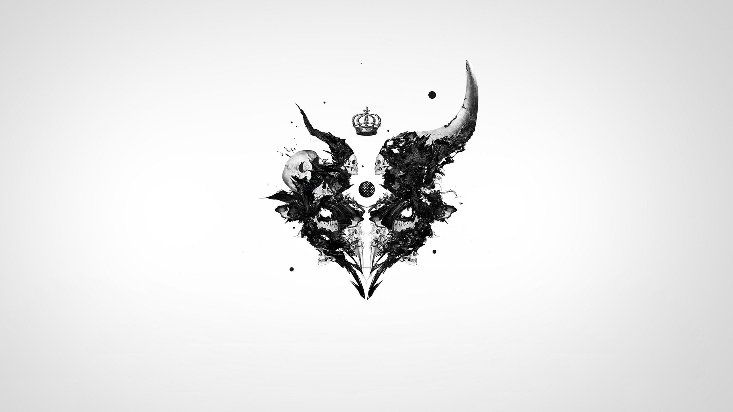 2560x1440 Abstract Crowns Skulls White Background