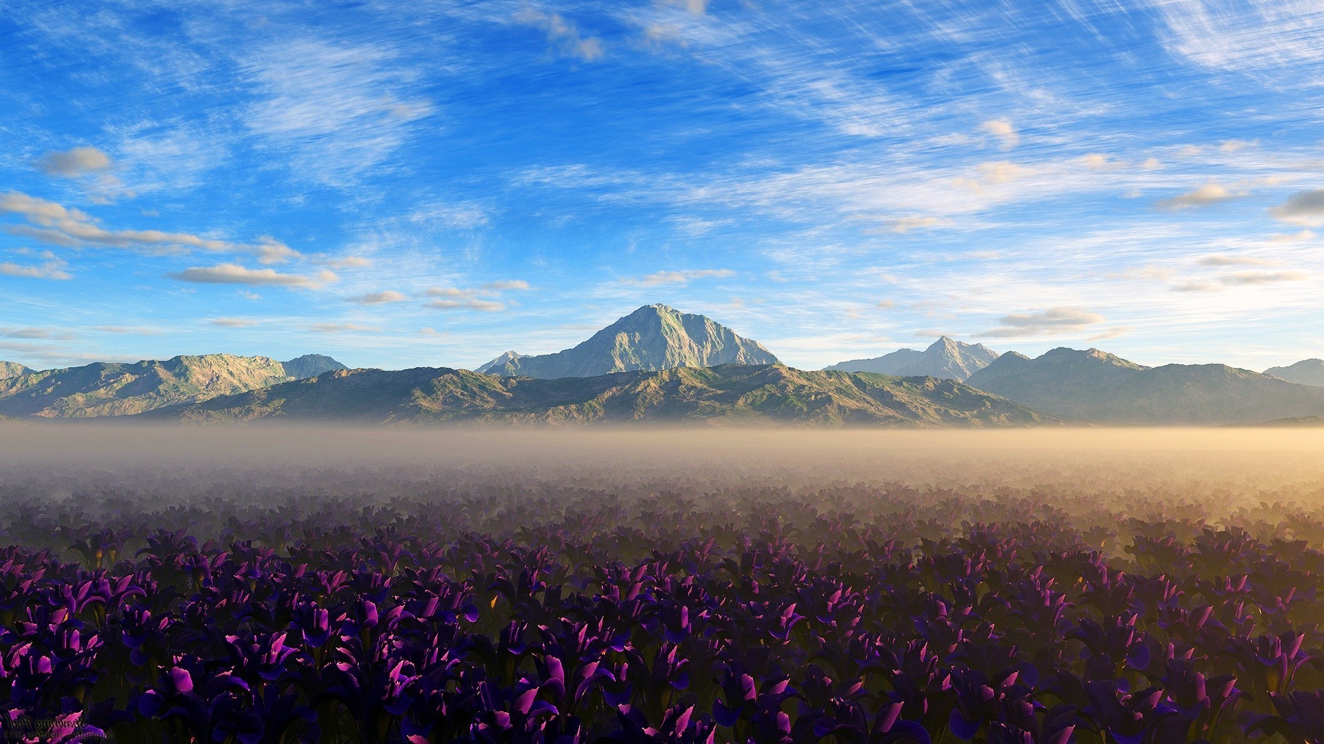 1920x1080  landscape flowers nature mountain purple flowers wallpaper and  background JPG 567 kB