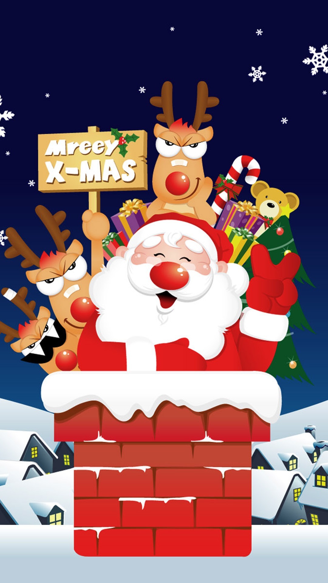 1080x1920 Roof Santa Christmas iPhone 6 & iPhone 6 Plus Wallpaper