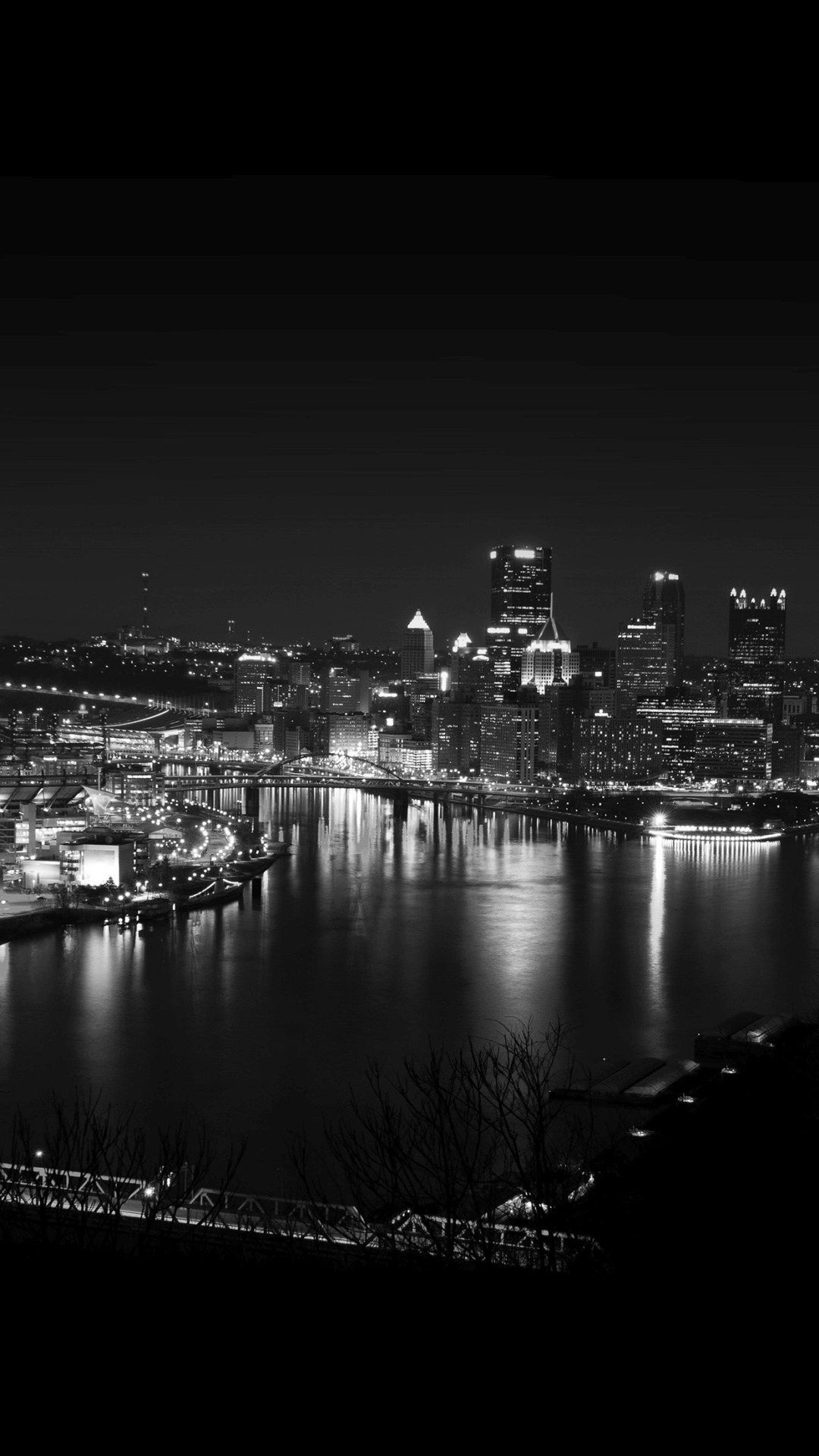 1080x1920 Pittsburgh Skyline Lake City Night iPhone 6+ HD Wallpaper