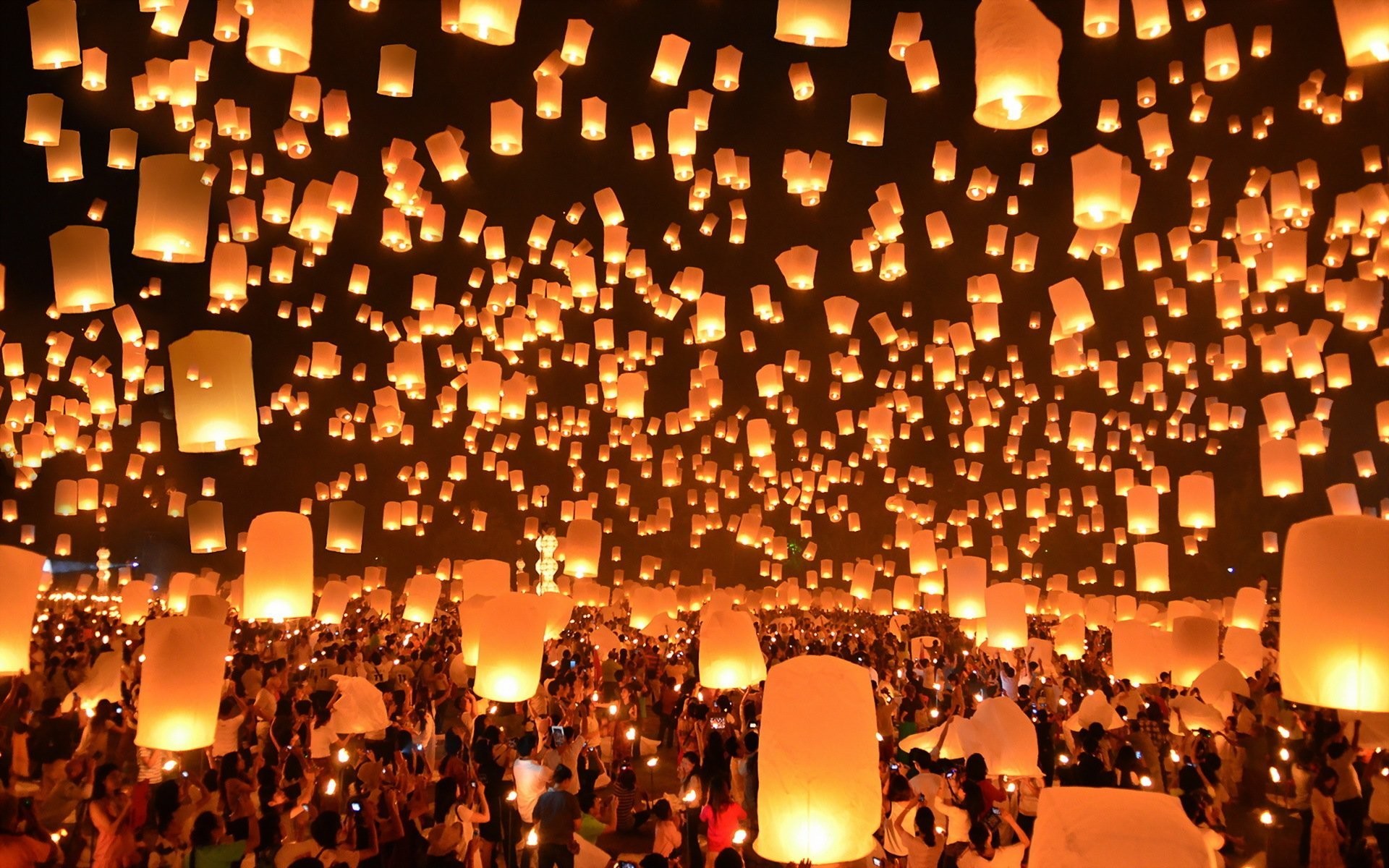1920x1200 floating lanterns festival thailand