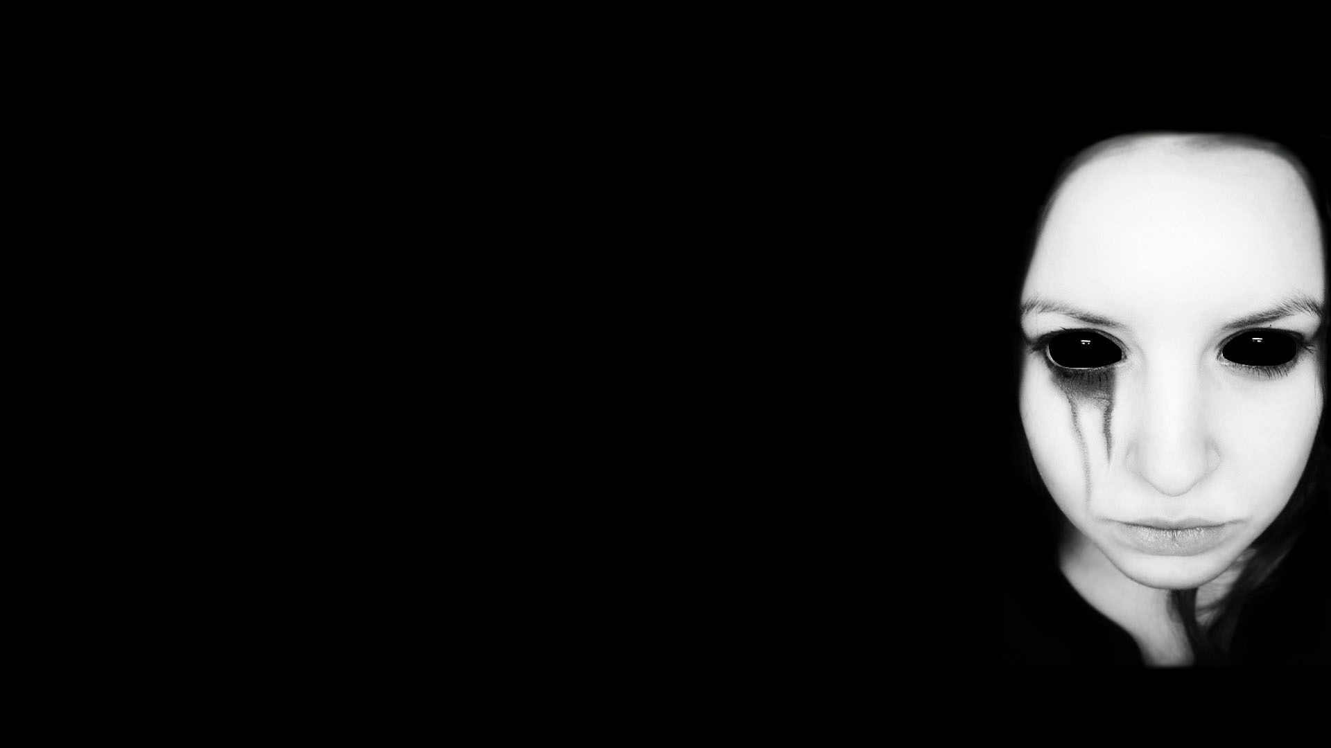 1920x1080 Creepy Girl With Black Eyes HD Wallpaper