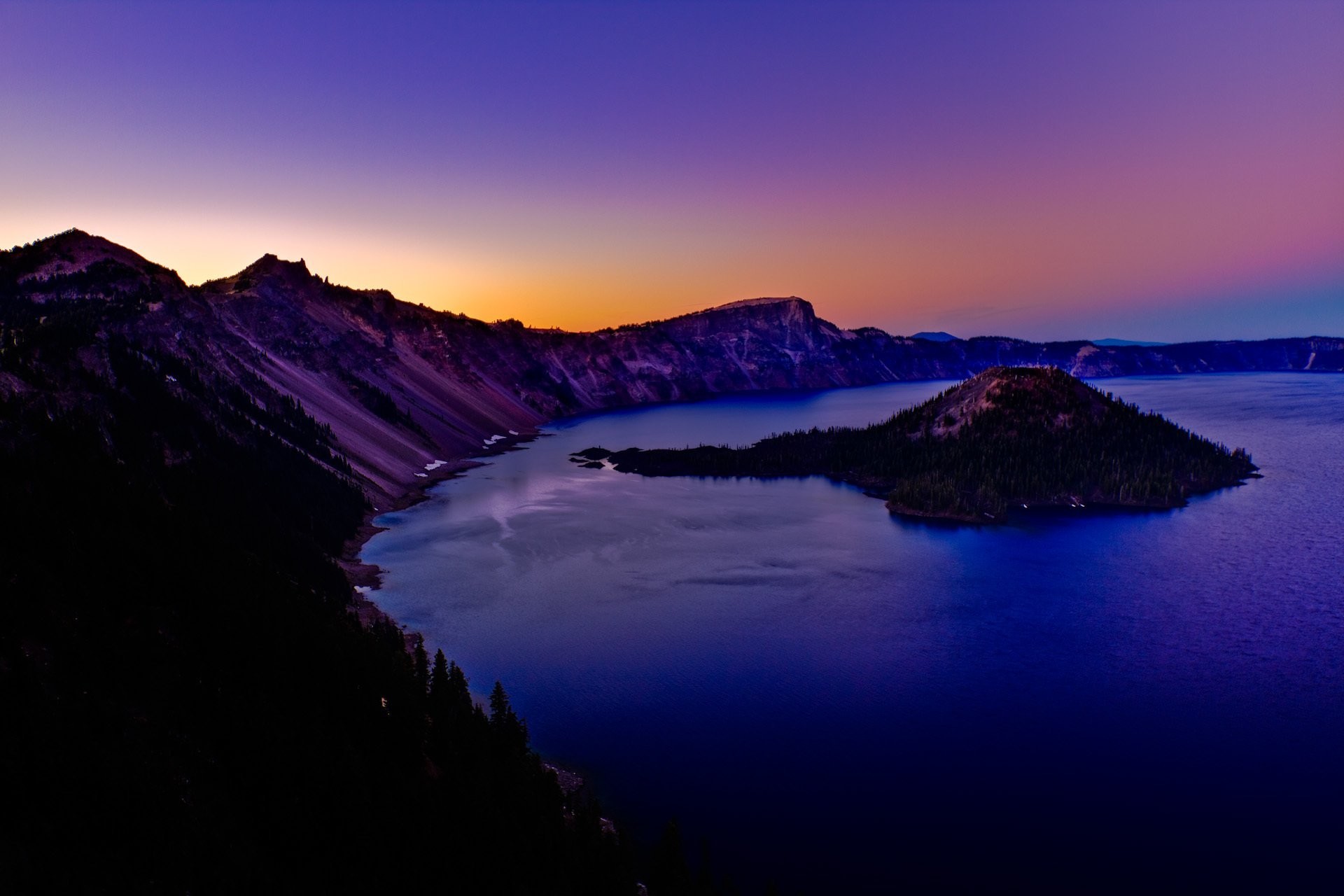 1920x1280 crater lake oregon usa lake island sunset mountain