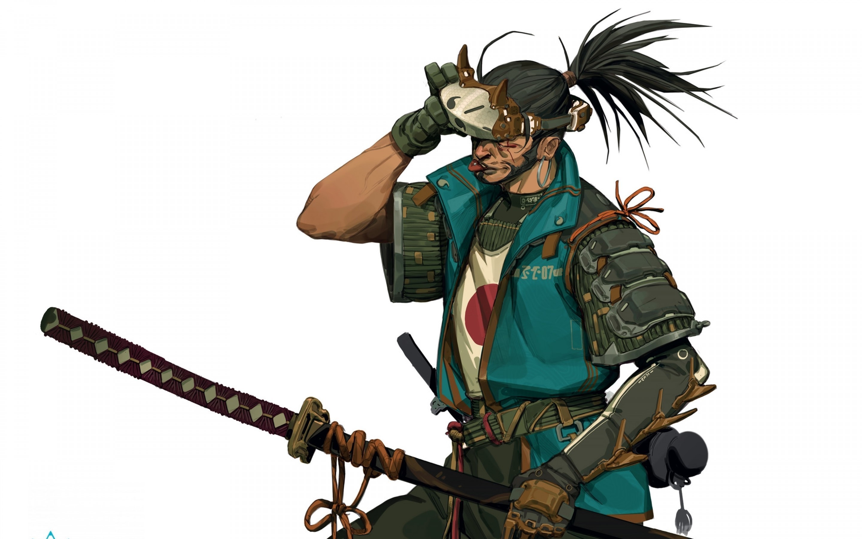 2880x1800 Samurai, Warrior, Katana, Armor, Fantasy Man, Beard, Ponytail