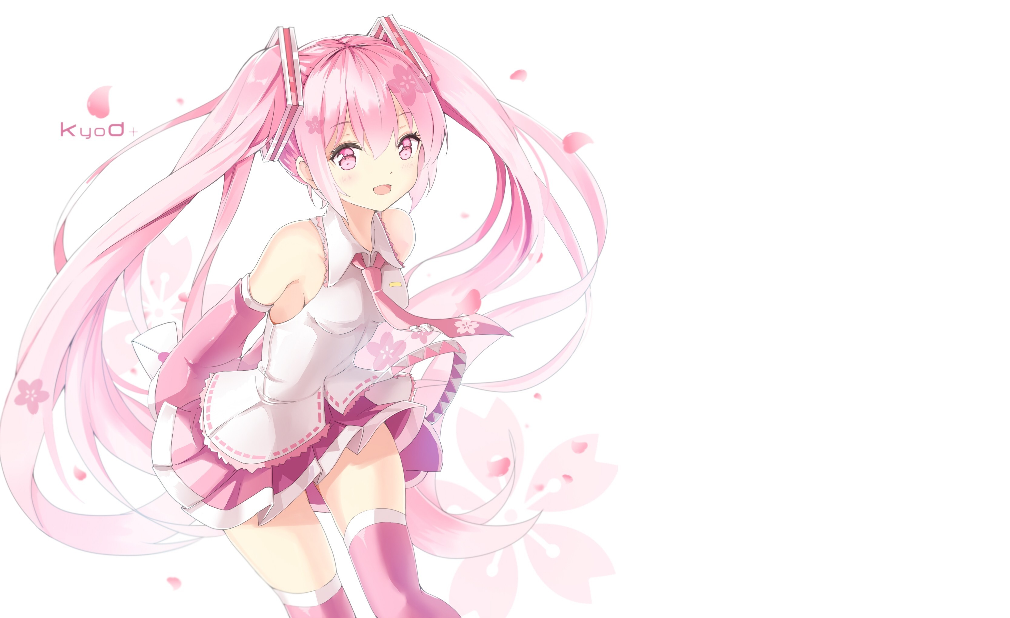 3333x2039 illustration anime anime girls thigh highs Vocaloid pink Sakura Miku sketch  mangaka