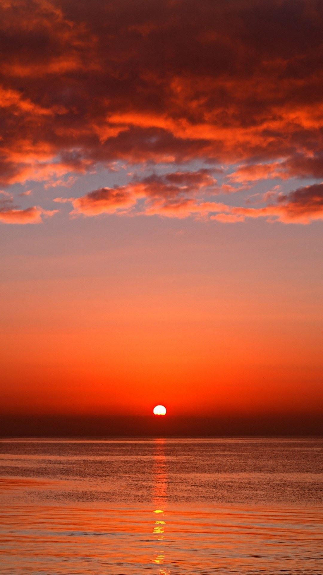 1080x1920 Bloody Red Ocean Sunset iPhone 6 Plus HD Wallpaper