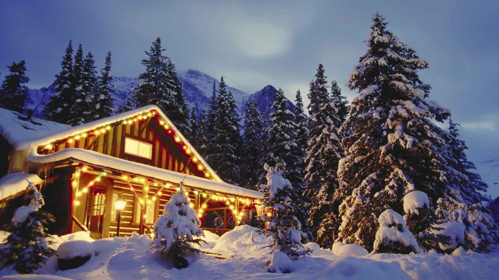 1920x1080  Images For > Christmas Cottage Wallpaper