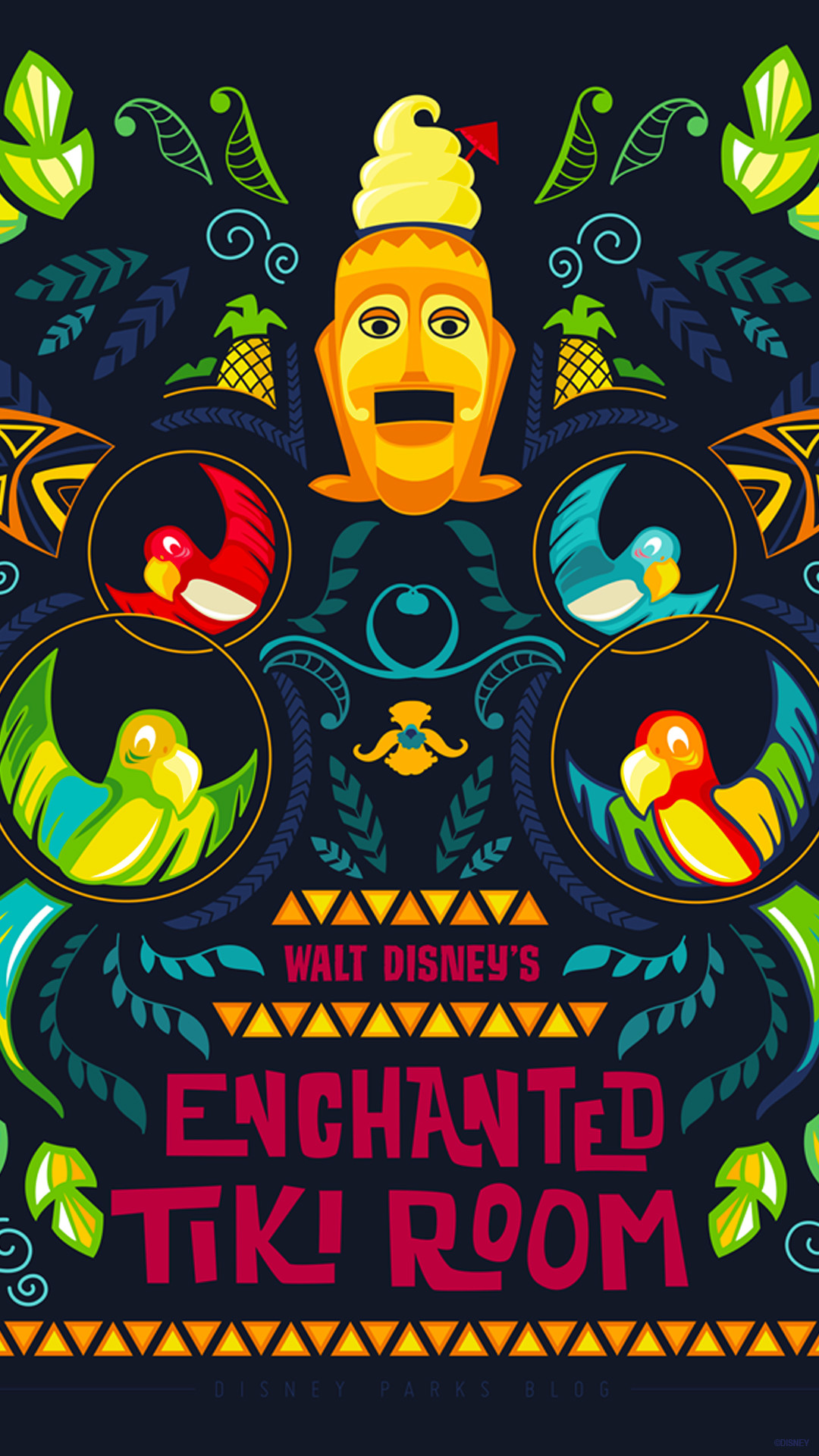 1080x1920 45th Anniversary Wallpaper – Walt Disney's Enchanted Tiki Room – Mobile