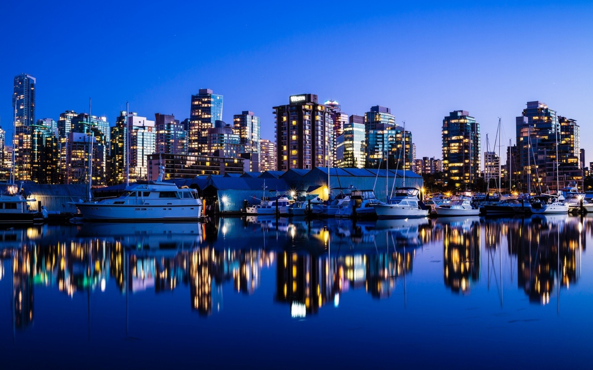 1920x1200 Landscapes Canada Vancouver boats city lights city skyline reflections  cities harbours wallpaper |  | 311319 | WallpaperUP