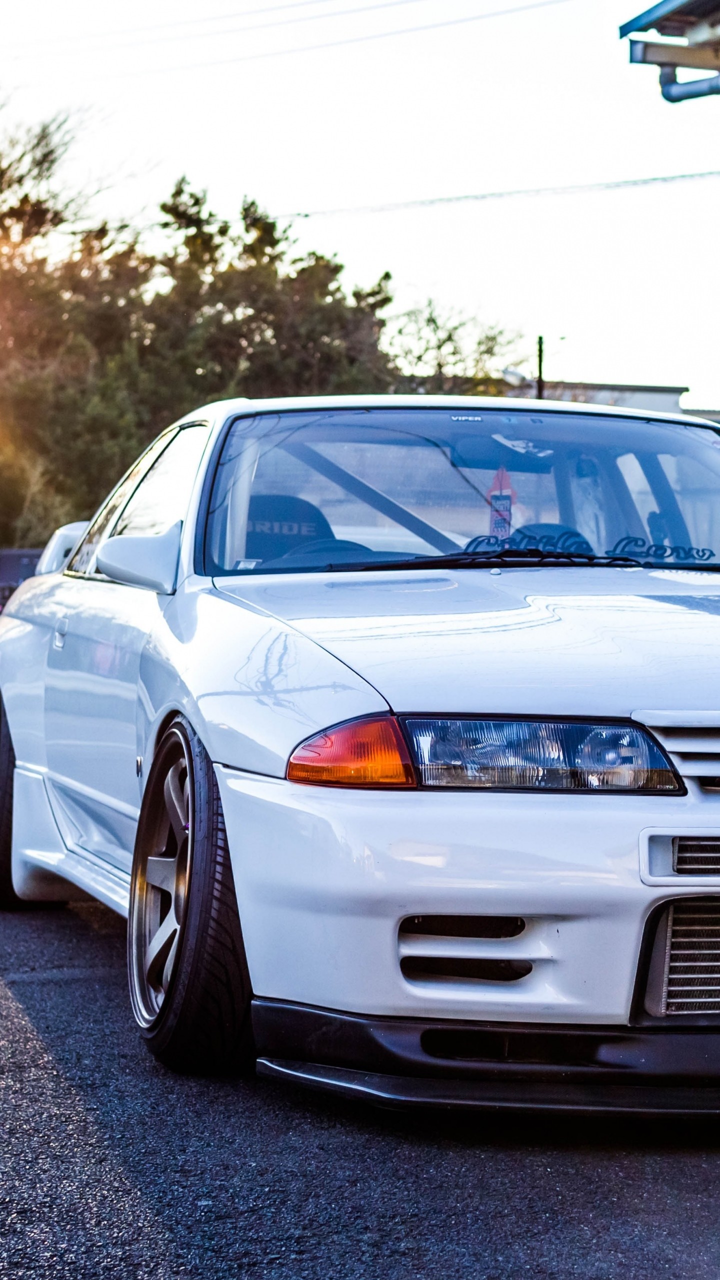 1440x2560 Preview wallpaper nissan, gtr, r32, skyline, white, front view 