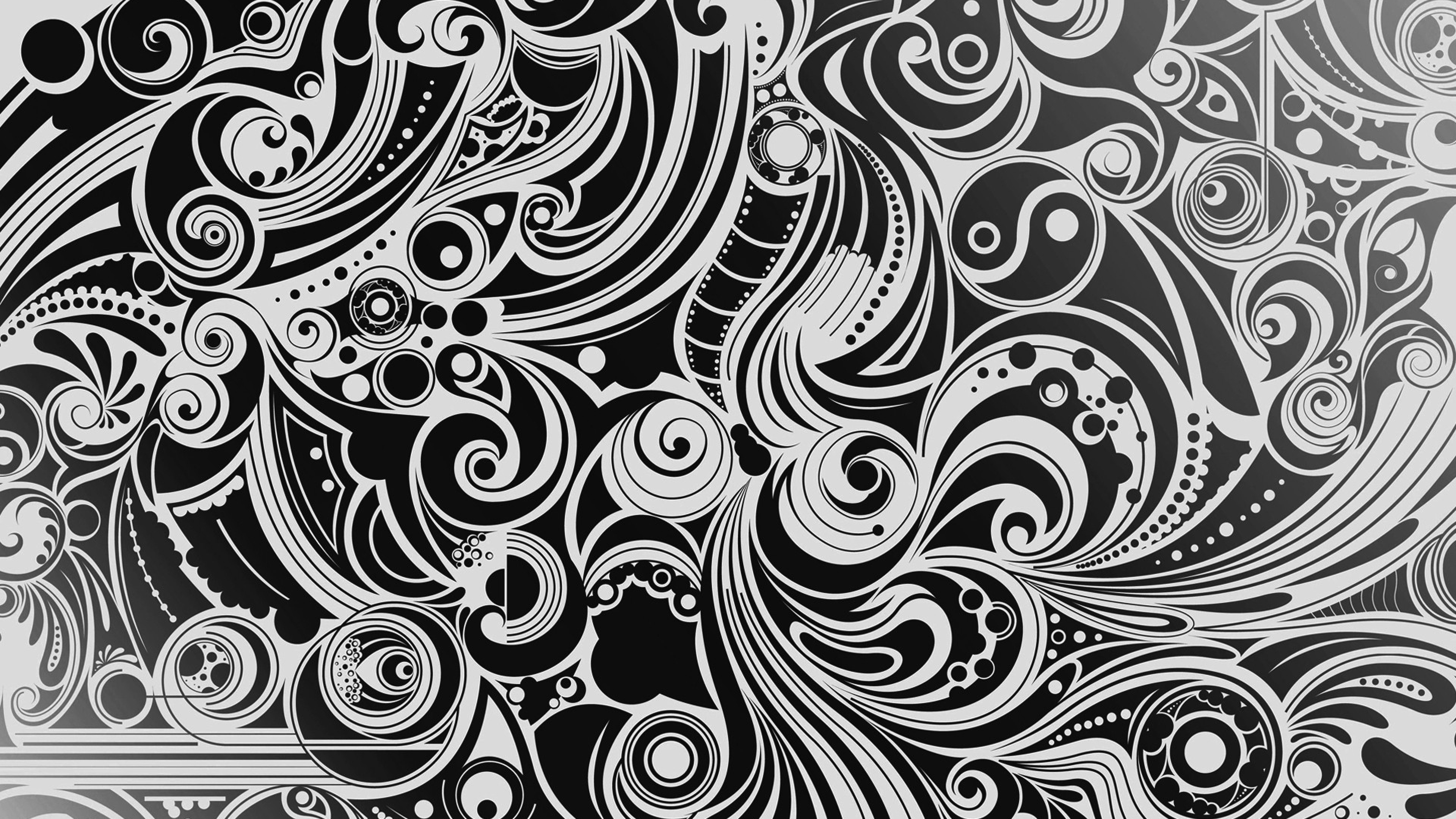3840x2160 Preview wallpaper black, white, pattern, shape, patterns 