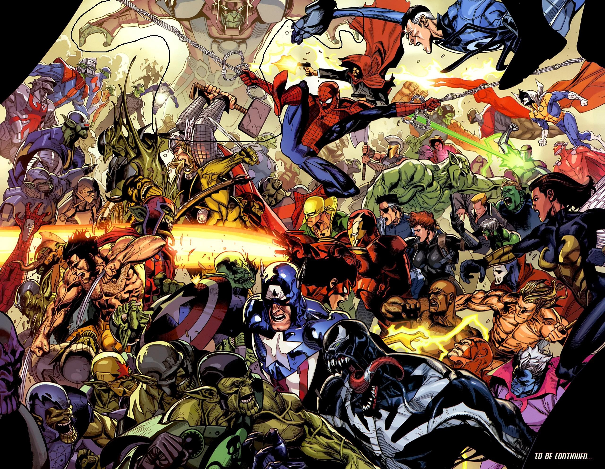 2560x1986 Comics - Marvel Comics Spider-Man Captain America Wolverine Iron Man Venom  Mister Fantastic Wallpaper