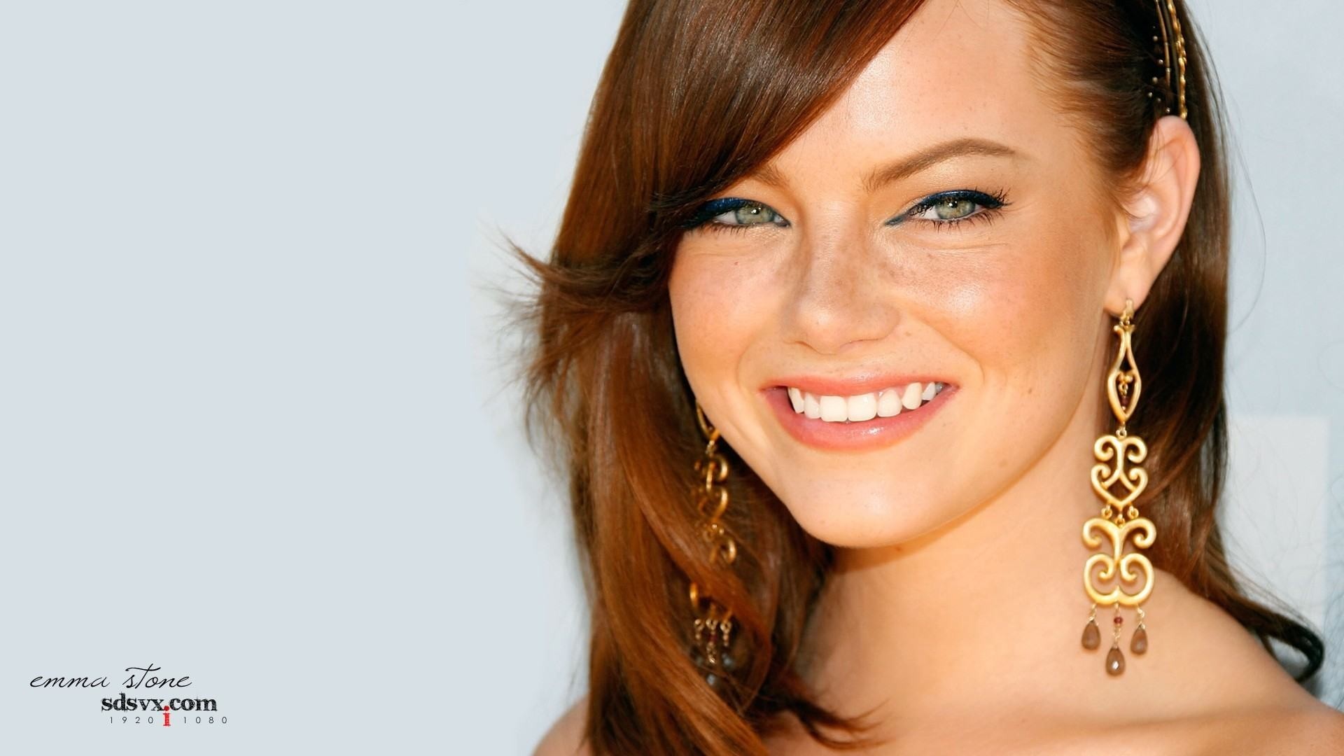 1920x1080 Wallpapers Backgrounds - Women Actress Celebrity Emma Stone Earrings  Headbands Laughing Faces