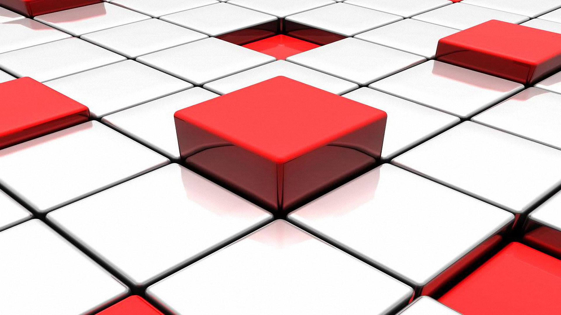 1920x1080 3D Red And White Abstract Cube Wallpaper #2974 Wallpaper