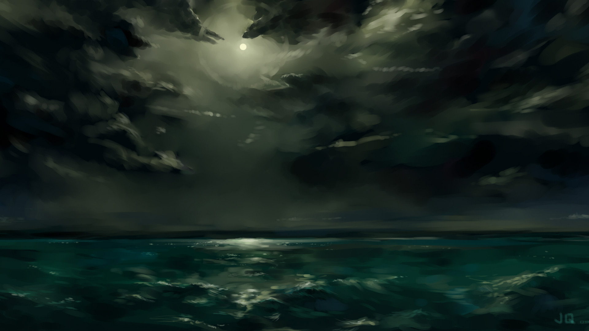 1920x1080 Dark Ocean Storm Wallpaper