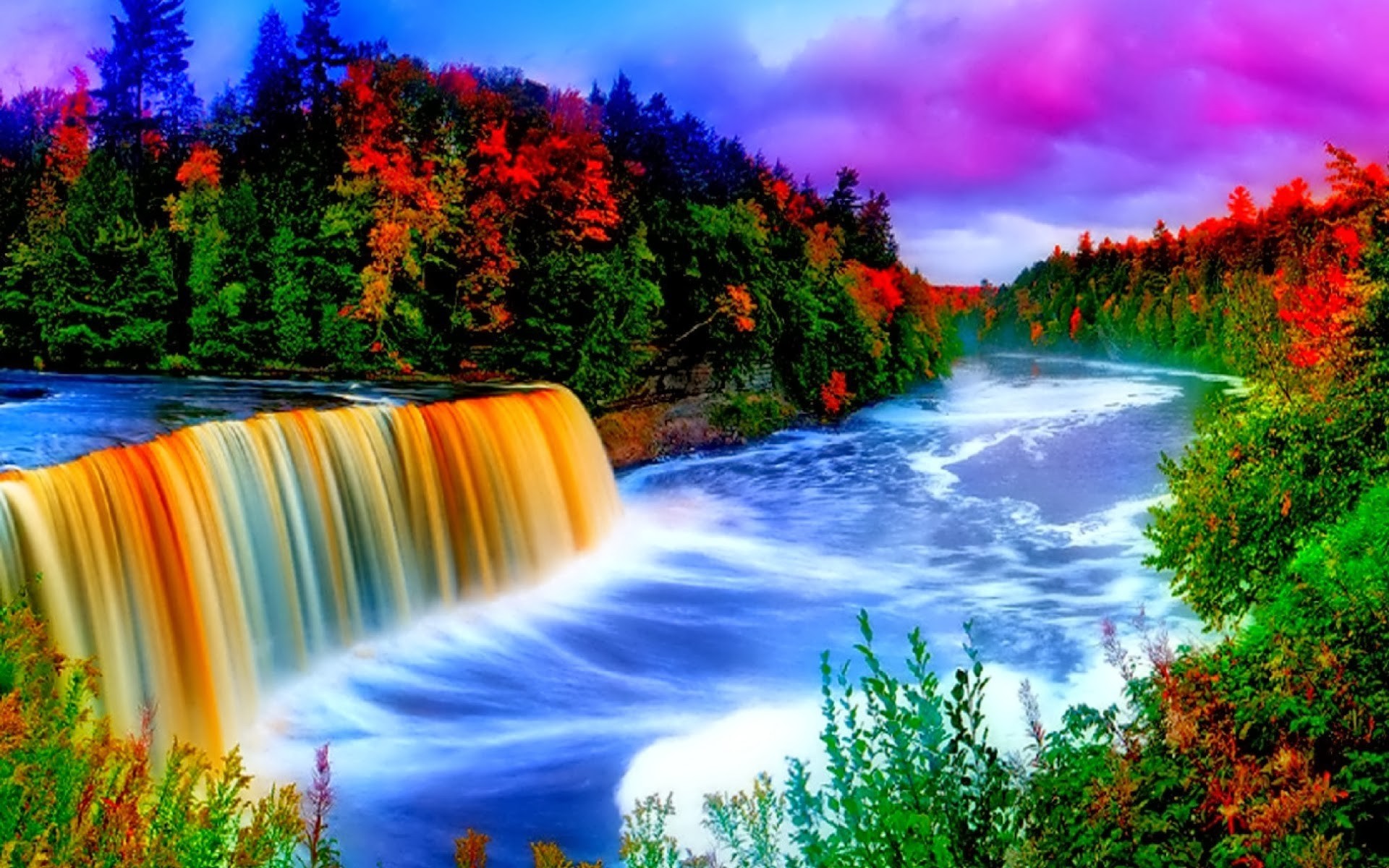 1920x1200 Rainbow Waterfall HD Wallpaper. Rainbow Waterfall