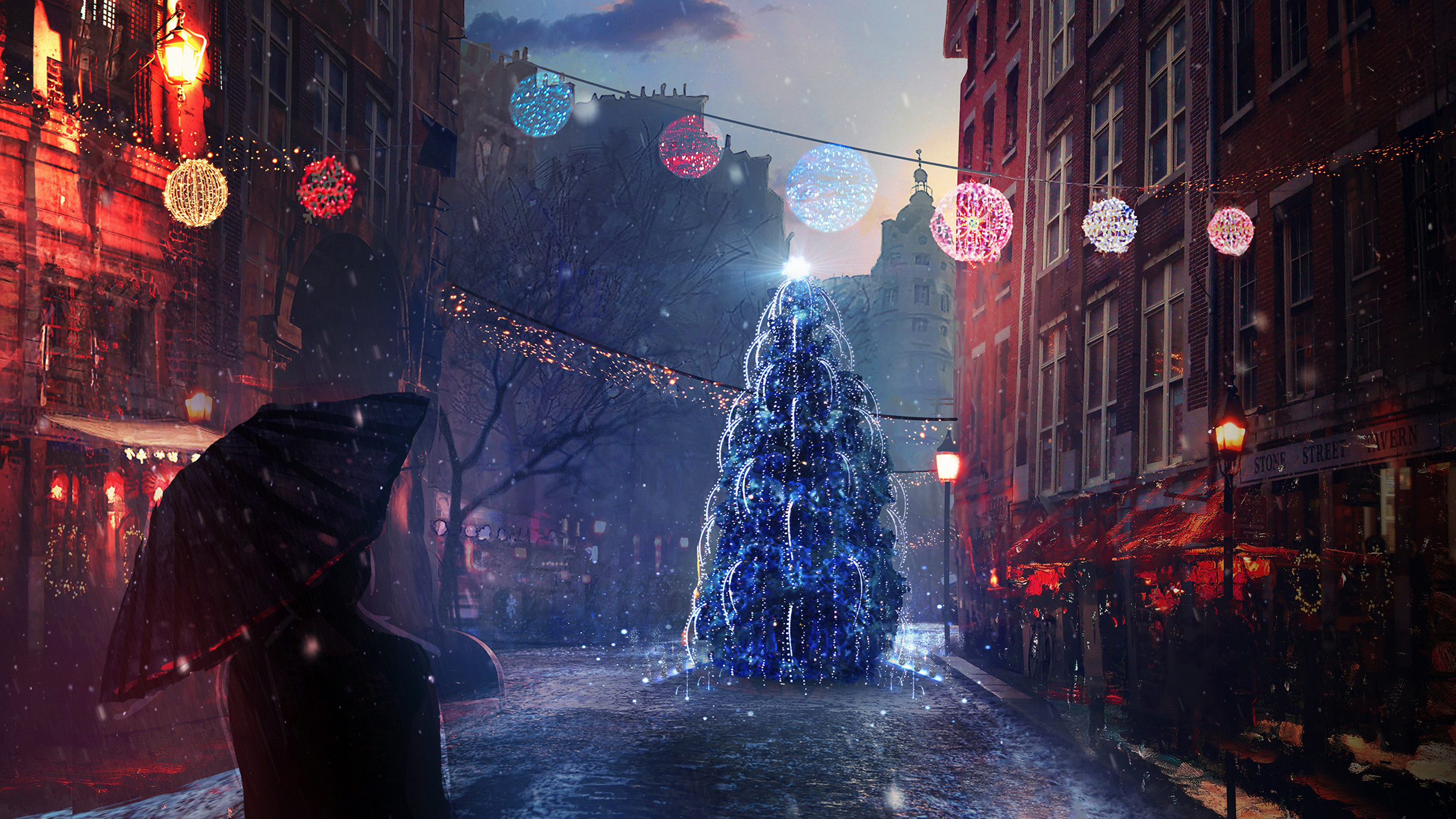 2560x1440 Christmas Eve Lights