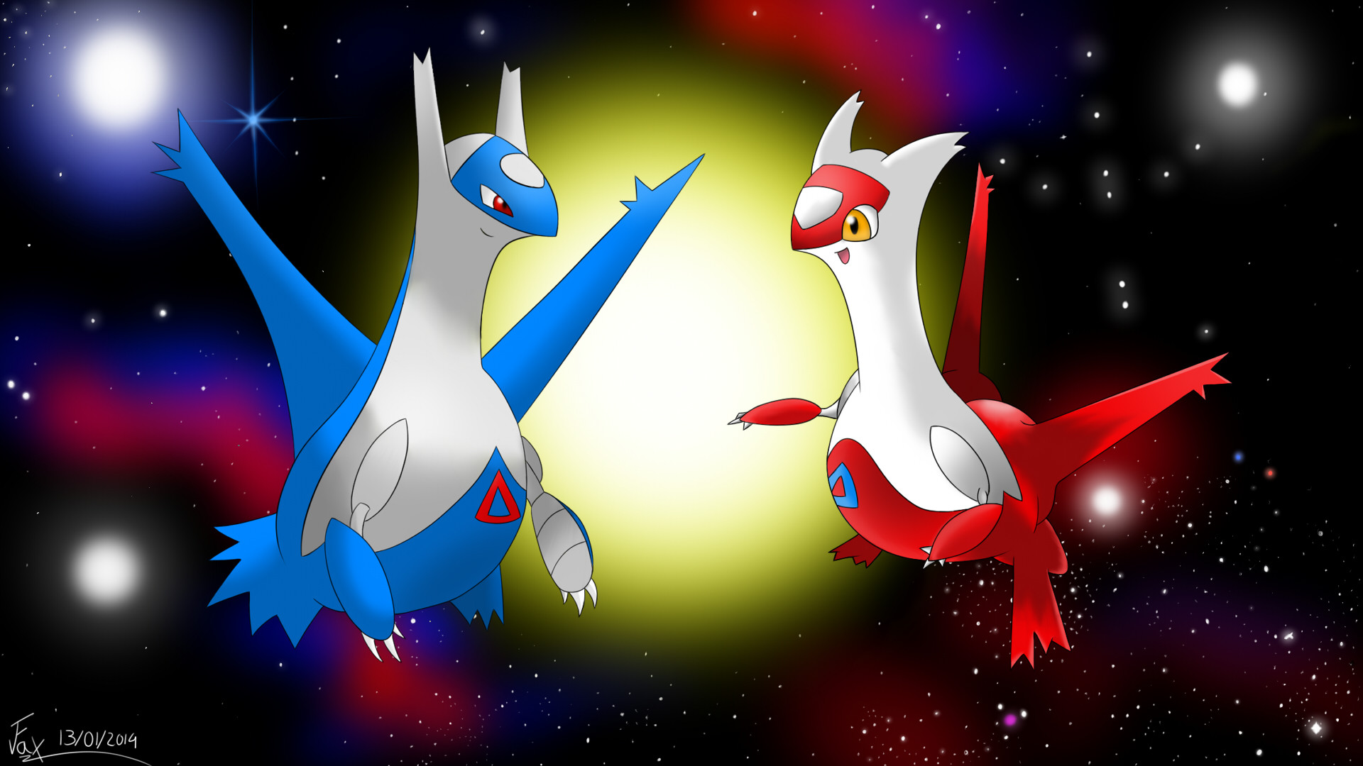 Latias and Latios in space by FaXaNadu790.