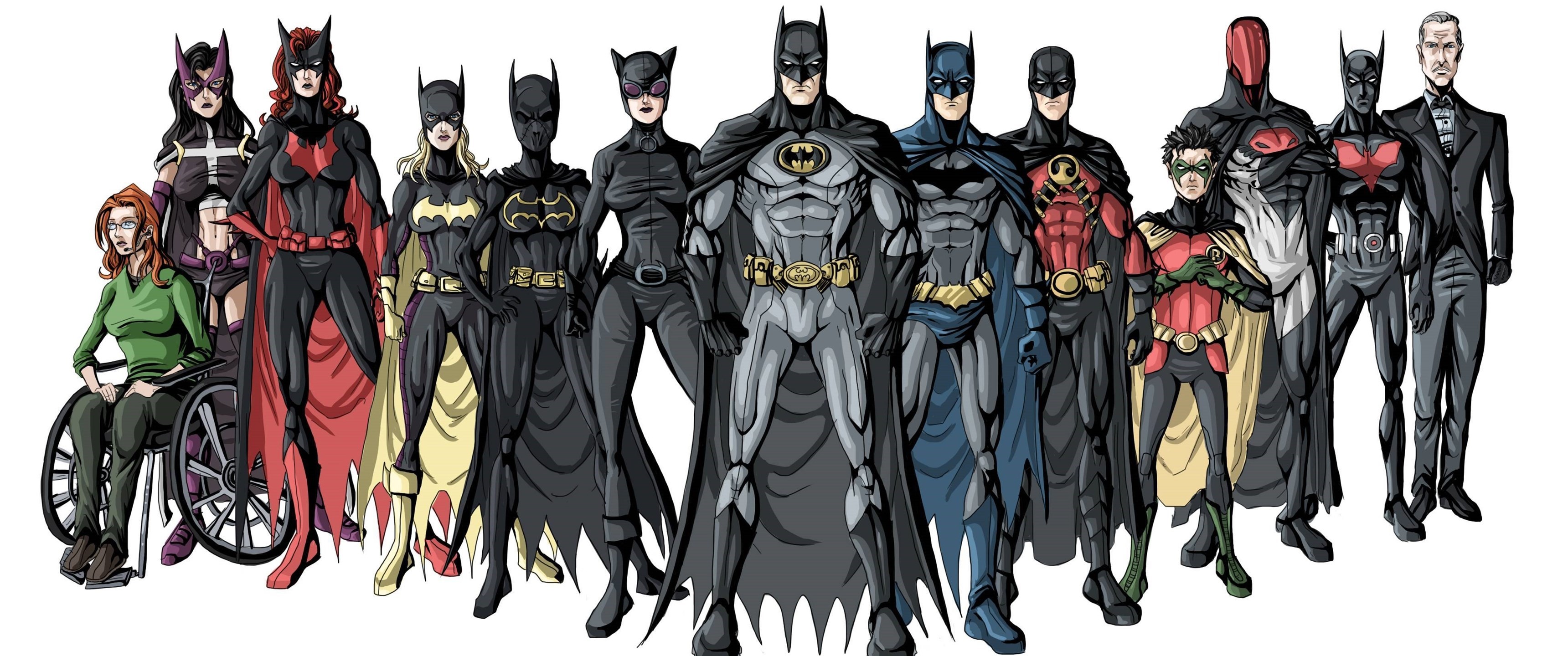 3440x1440 Download Wide 21:9  - Batman, Betgerl, Dick Grayson, Jason Todd,  Nightwing, Red Cap, Robin, Stephanie Brown, Tim Drake Wallpaper