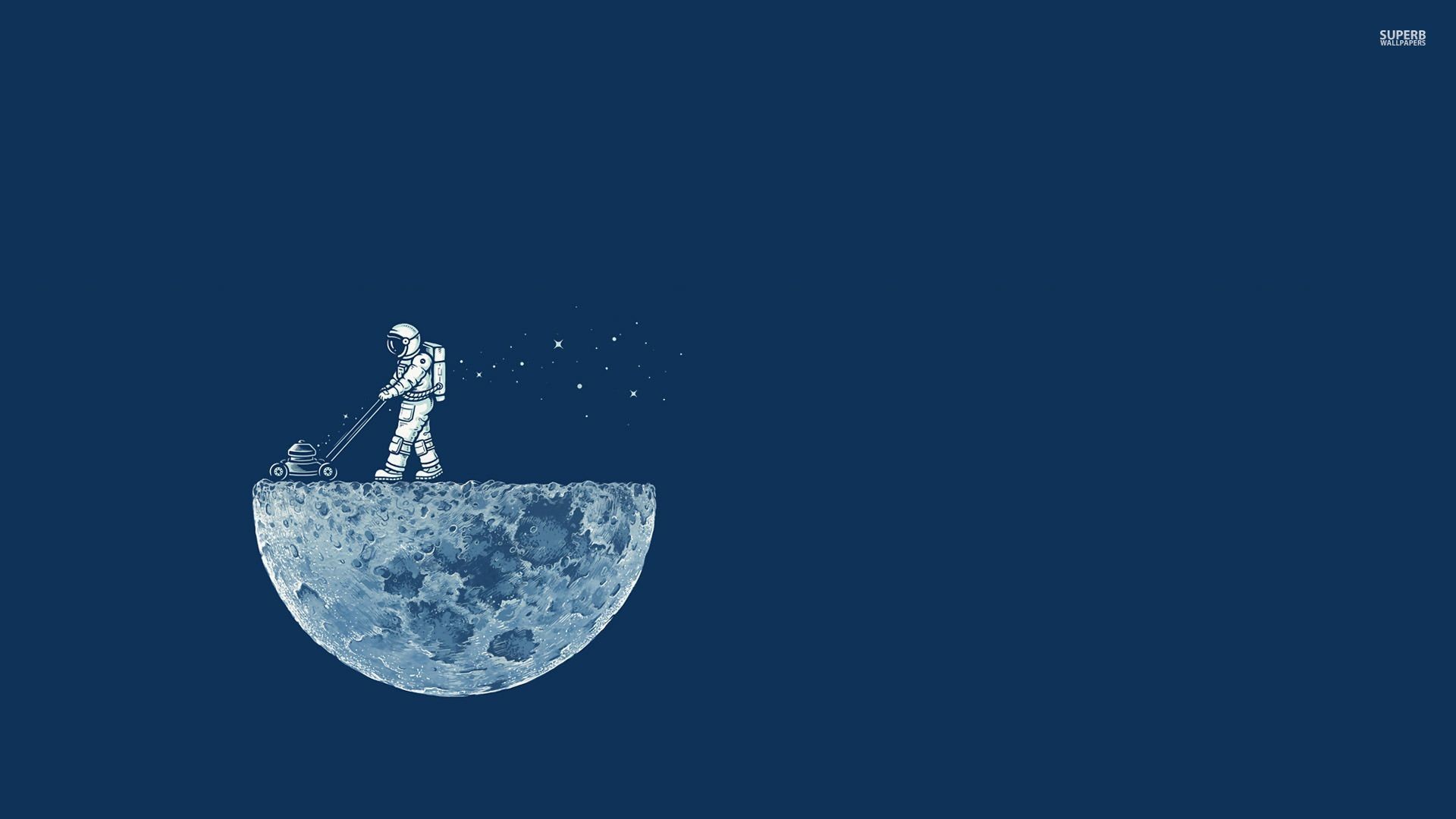 1920x1080 Astronaut mowing the moon wallpaper - Funny wallpapers - #31038