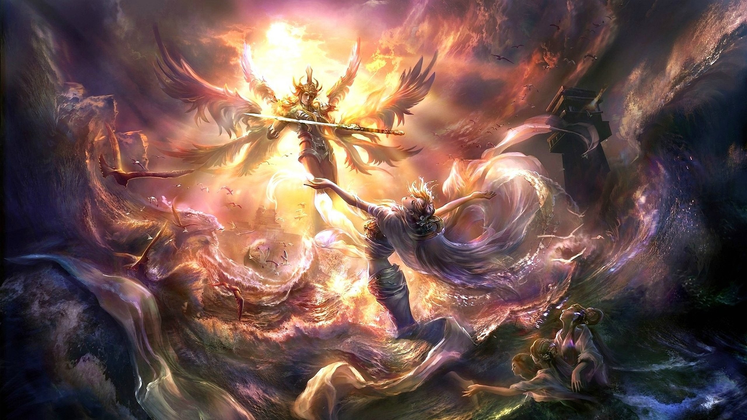 2560x1440 Angel Warrior Wallpapers Fantasy Wallpaper