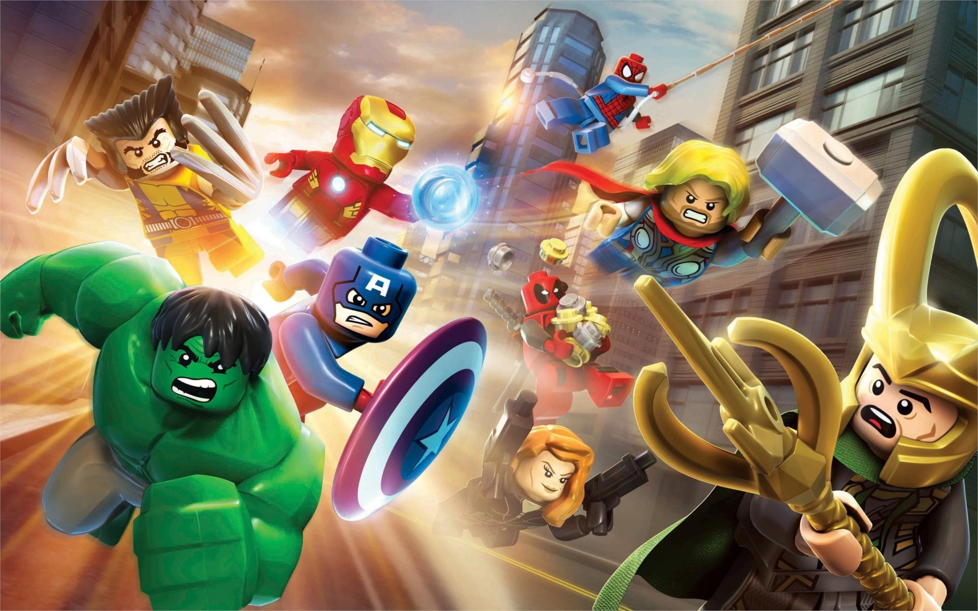 1920x1200 General  LEGO The Avengers Hulk Loki Iron Man Thor Wolverine  Spider-Man Captain America