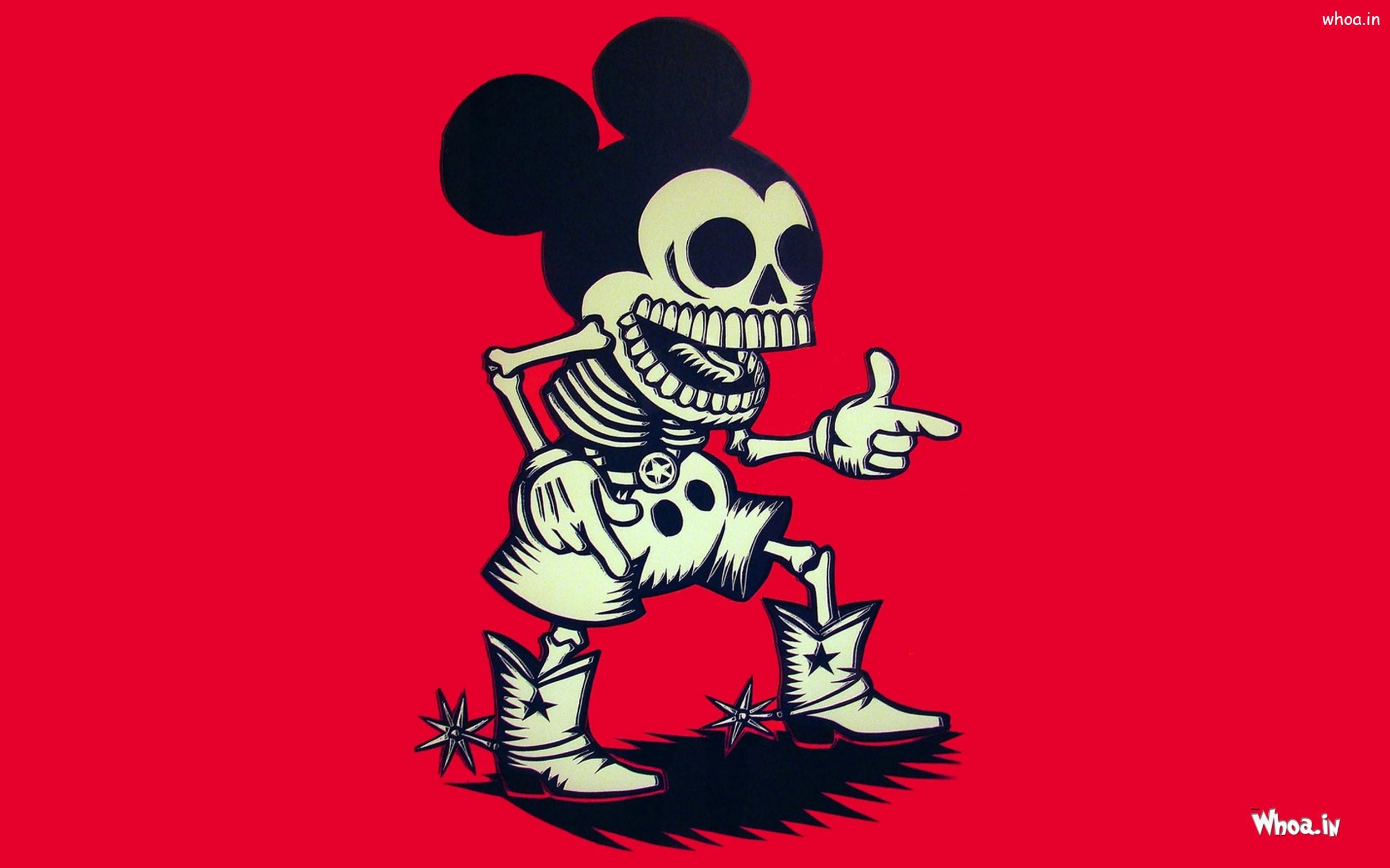 2500x1562 ... Mickey Mouse Skull with Red Background Wallpaper ...