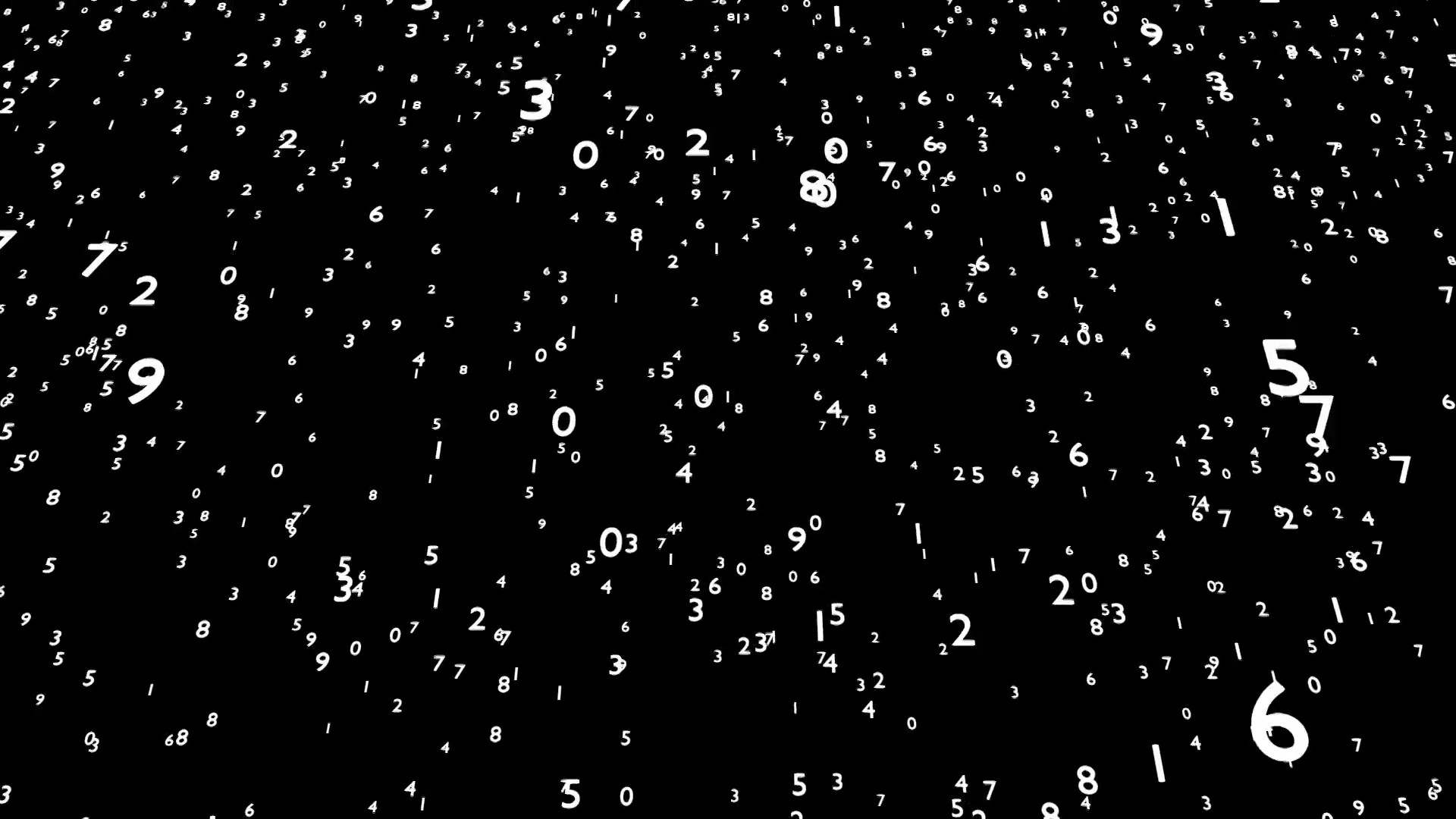 1920x1080 Animated falling white color numbers from 0 to 9 on black background.  Motion Background - VideoBlocks