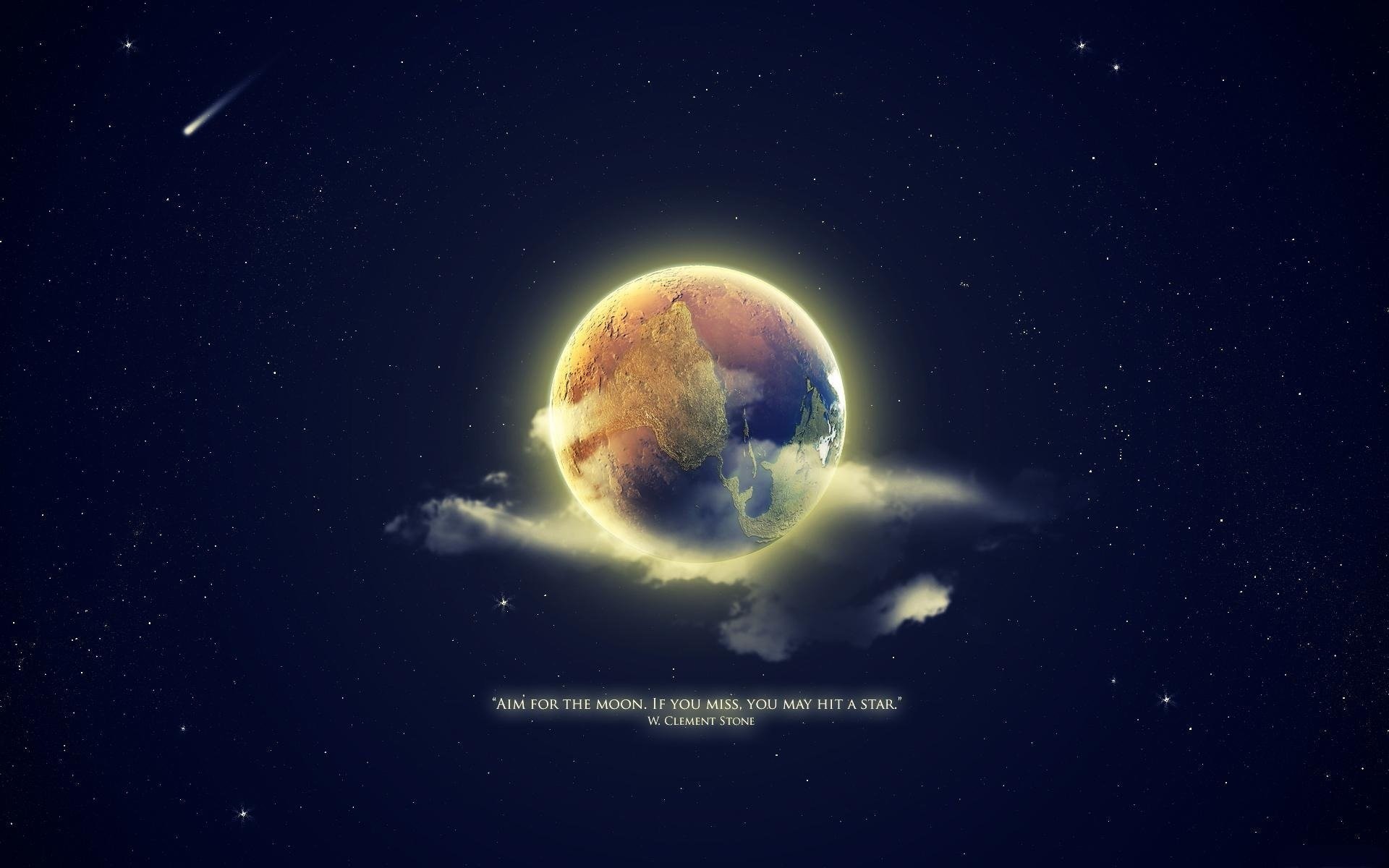 1920x1200 planet land moon star quote statement background wallpaper