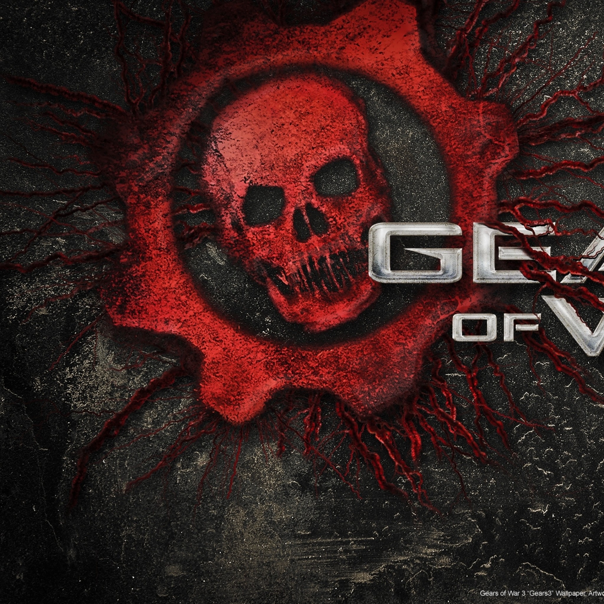 2048x2048 Preview wallpaper gears of war 3, skull, font, background, name 