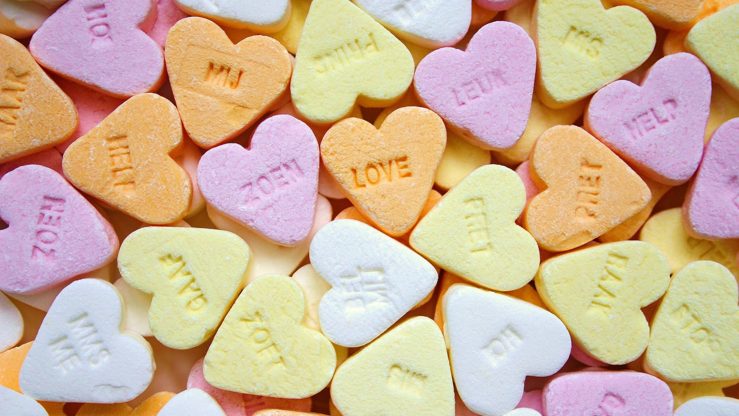 2560x1440 Tags: Candy, Love hearts ...