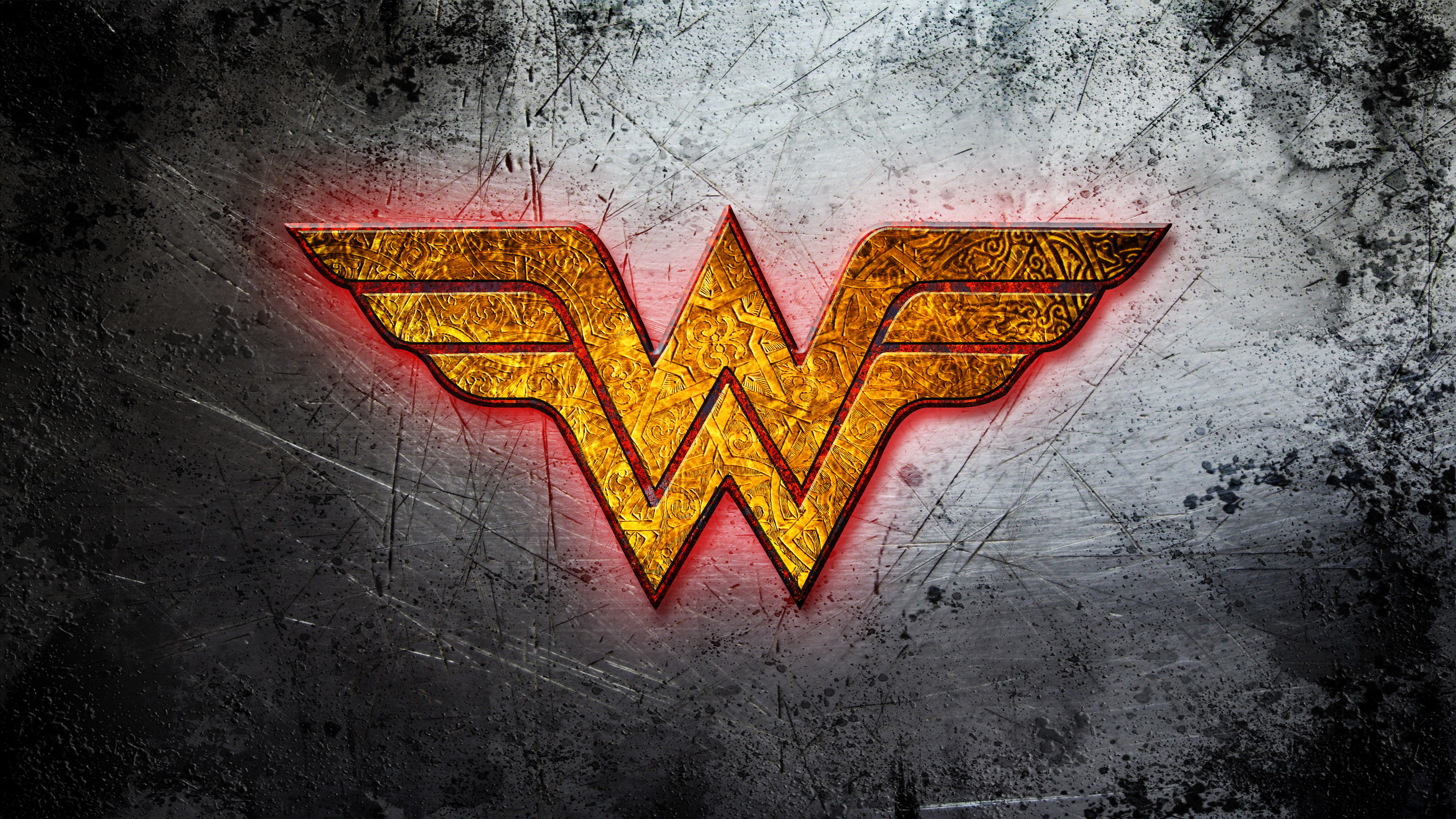 3840x2160 Wonder Woman golden logo wallpaper