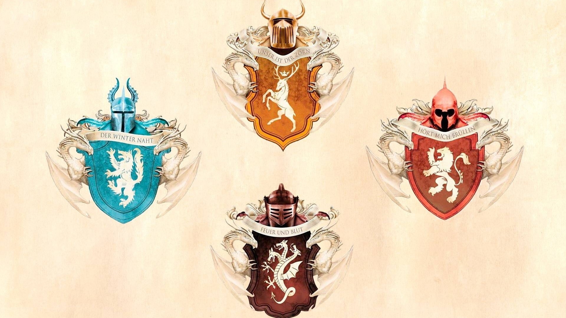1920x1080 Preview wallpaper game of thrones, emblems, house stark, house targaryen,  house baratheon
