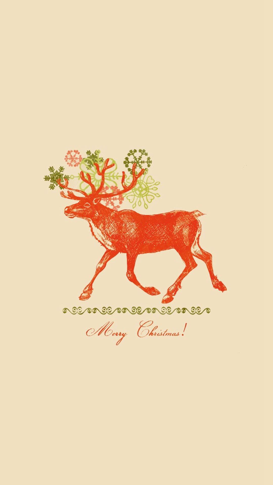 1080x1920 wallpaper.wiki-Merry-Christmas-Vintage-Reindeer-Illustration-iPhone-