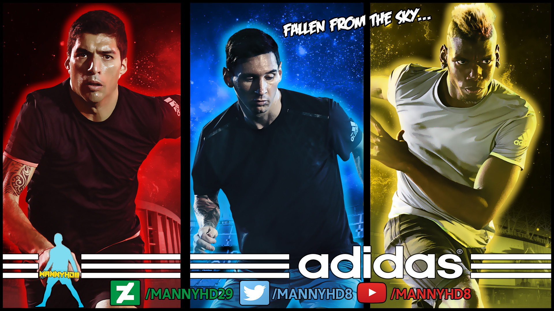 1920x1080 ... Luis Suarez , Messi and Paul Pogba - Wallpaper by MannyHD29