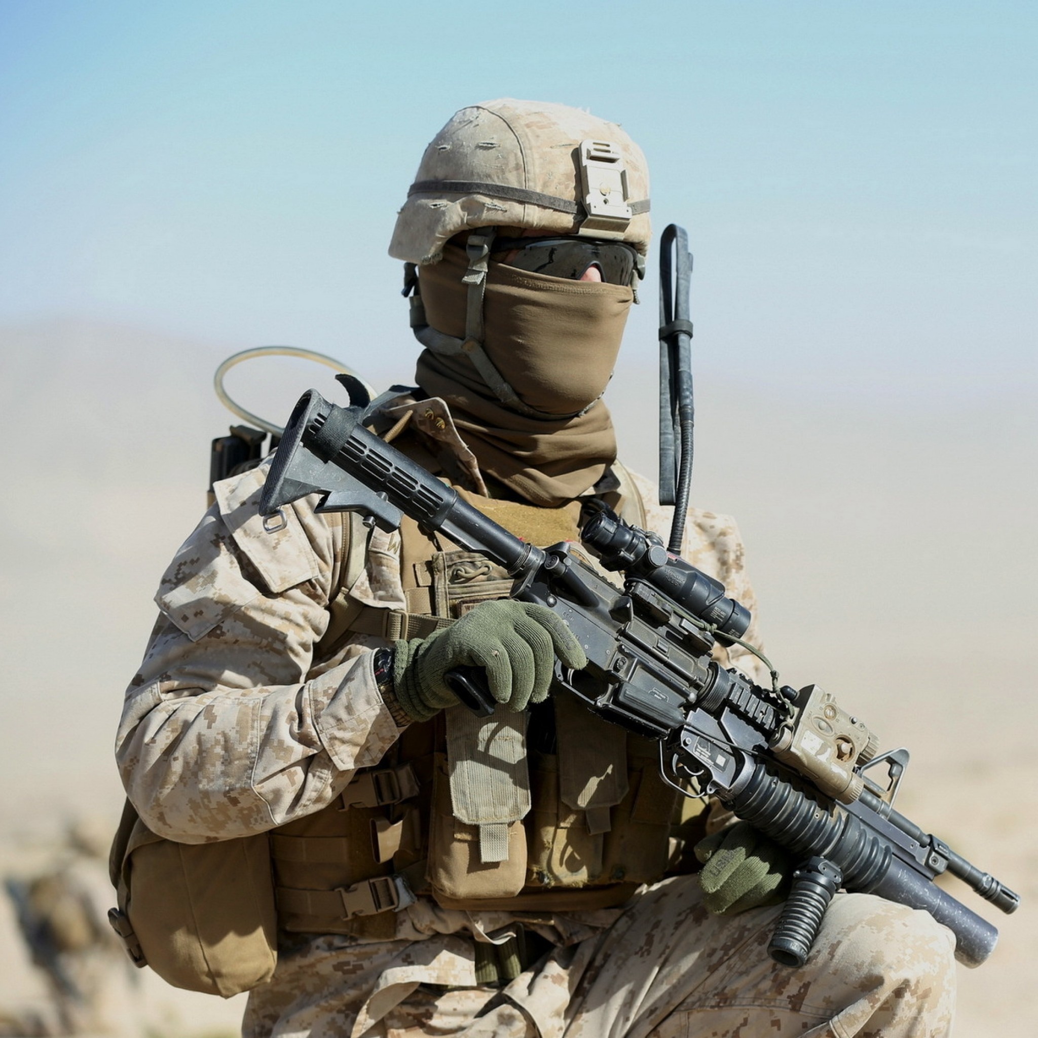 2048x2048  Wallpaper united states marine corps, military, weapons