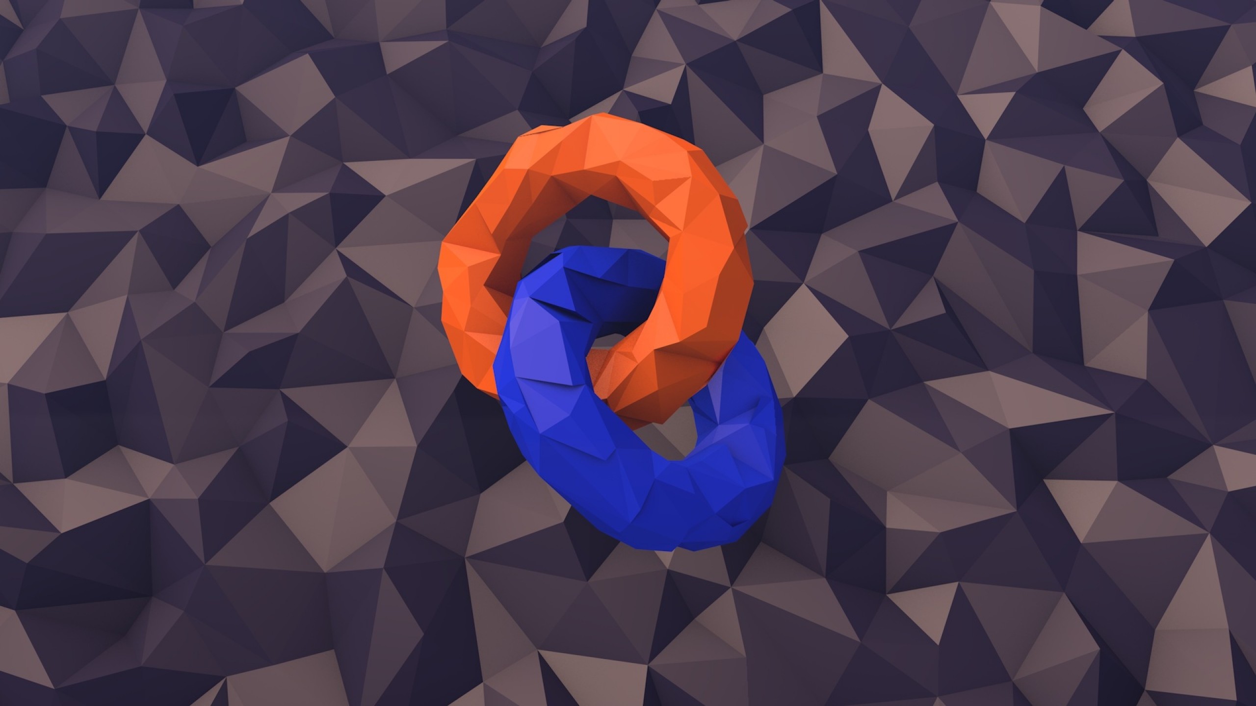 2560x1440 Preview wallpaper low poly, figures, circles, surface 